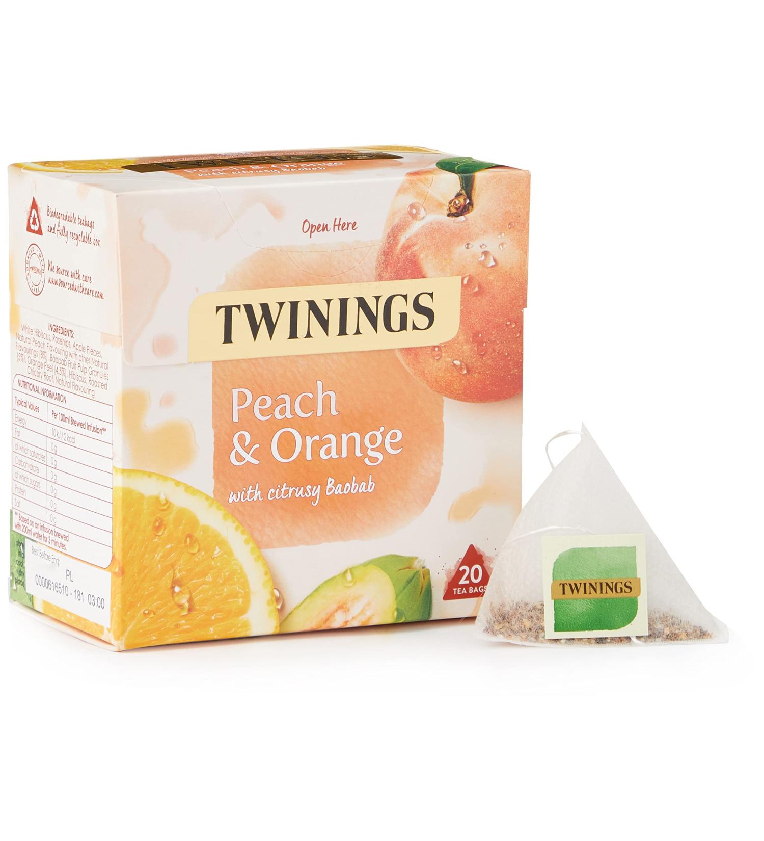 Twinings Peach & Orange Tea Bags 20 Count (Pack of 1) WHITE PEACH ORANGE Single - Buy Online on GoSupps.com