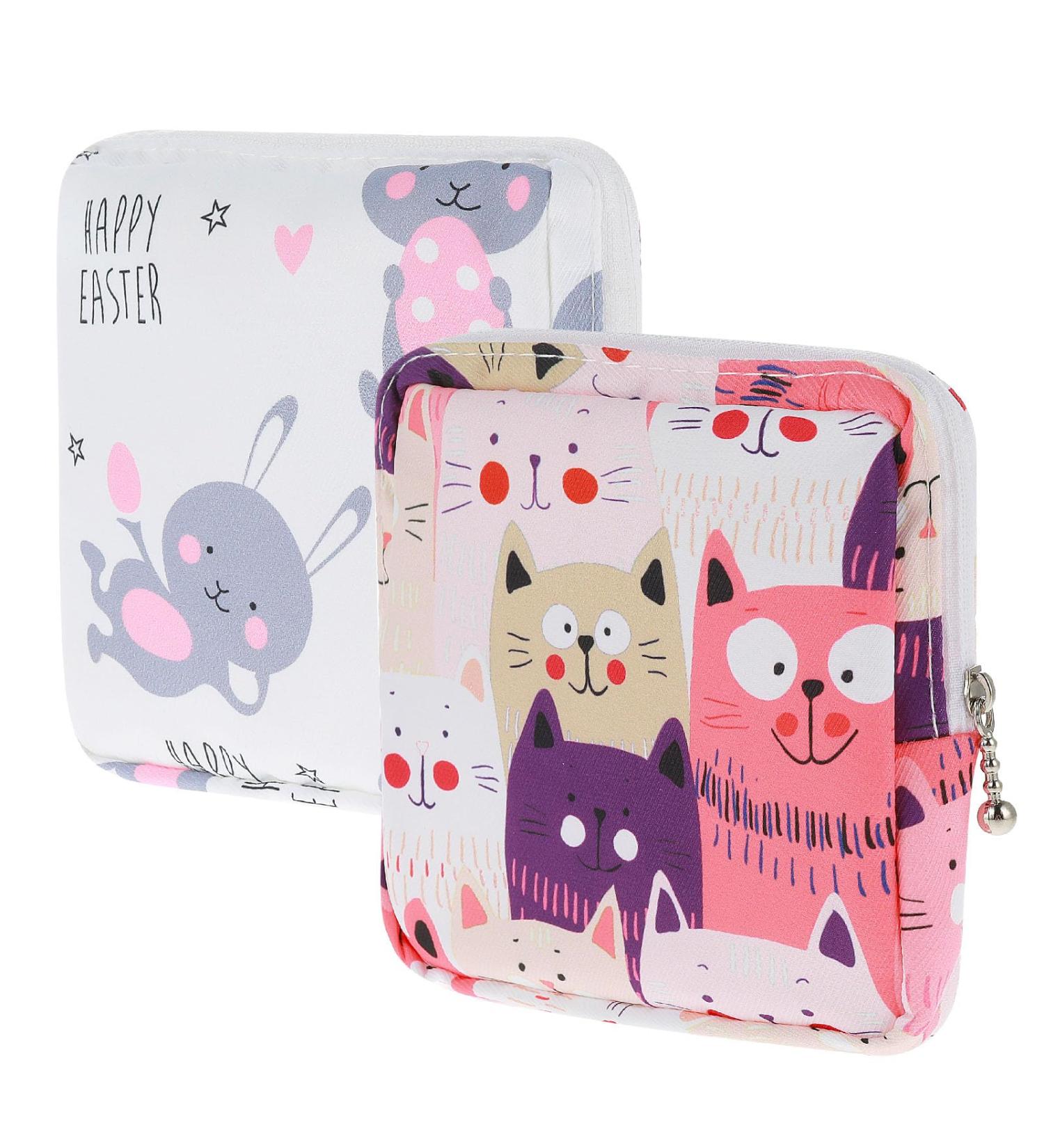 Amaxiu Sanitary Napkin Storage Bags 2pcs Waterproof Travel Menstrual Pad Pouch with Zipper Mini Tampons Holder for Purse Period Nursing Pad Holder for Women Girls 5.1" x 5.1" (Pattern C) - Buy Online on GoSupps.com