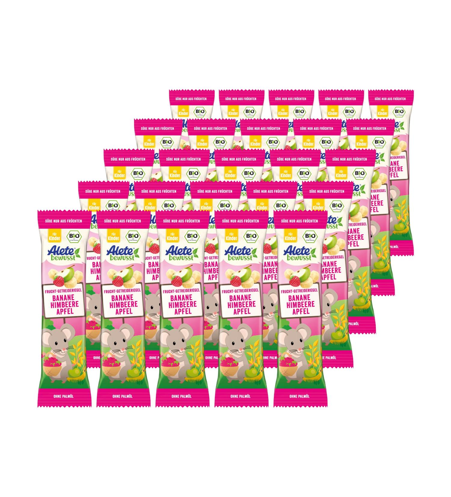 Alete Fruit Grain Bar Banana Raspberry Apple - Healthy Snack for Kids (25 x 25g) - No Palm Oil No Artificial Flavors - Ideal for Ages 3+ - Buy Online on GoSupps.com