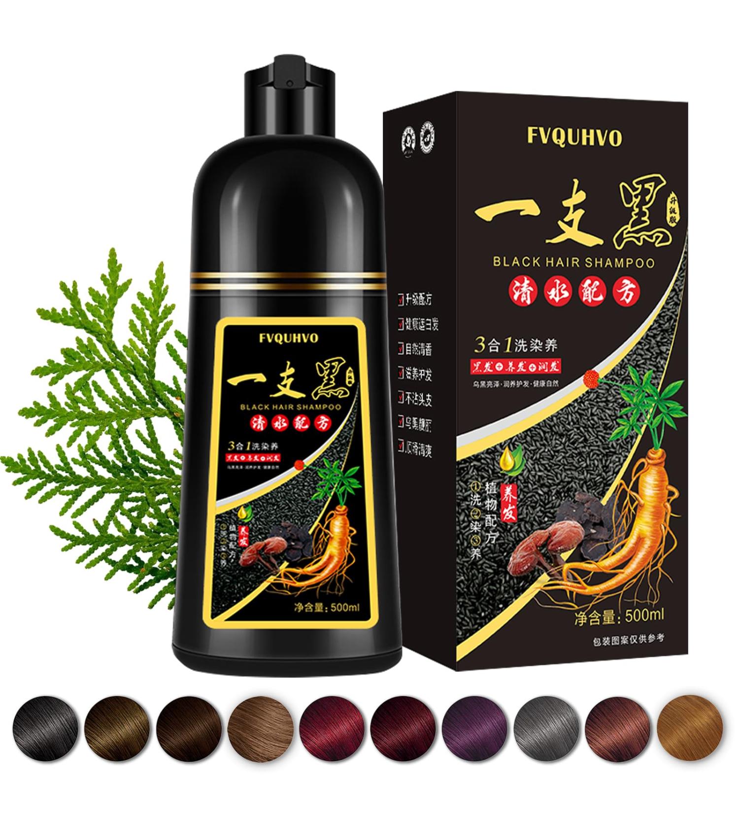 Buy 3-in-1 Black Hair Dye Shampoo | Instant Gray Hair Coverage | Long-Lasting Color Kit for Men & Women | Ginger Plant Extracts | Fast International Shipping - Buy Online on GoSupps.com