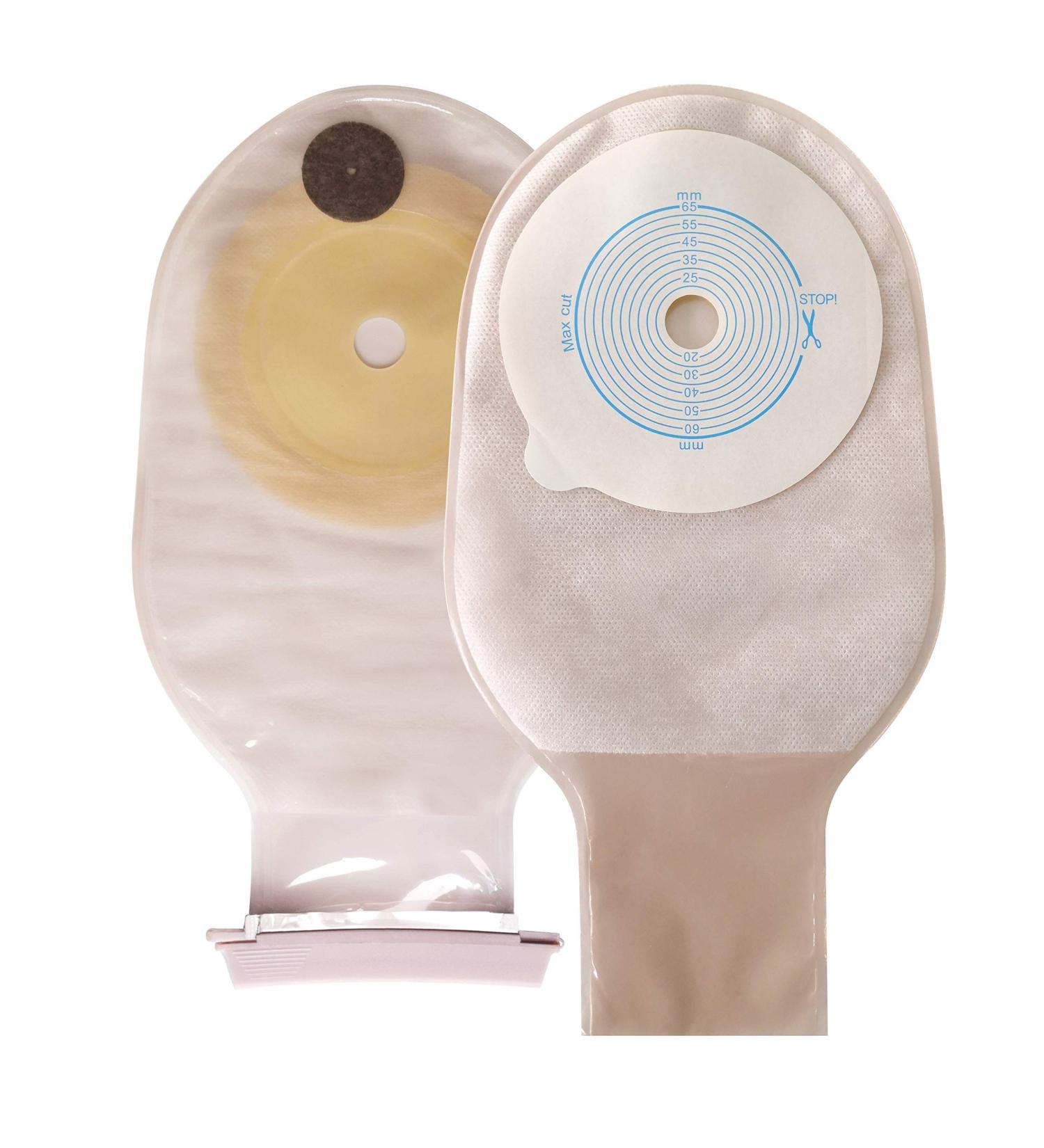 CELECARE One-Piece ostomy Bag Special Bag for Stool Collection, Cut-to-Fit(Max Cut 65mm) with 2 Clips,10PCS A002