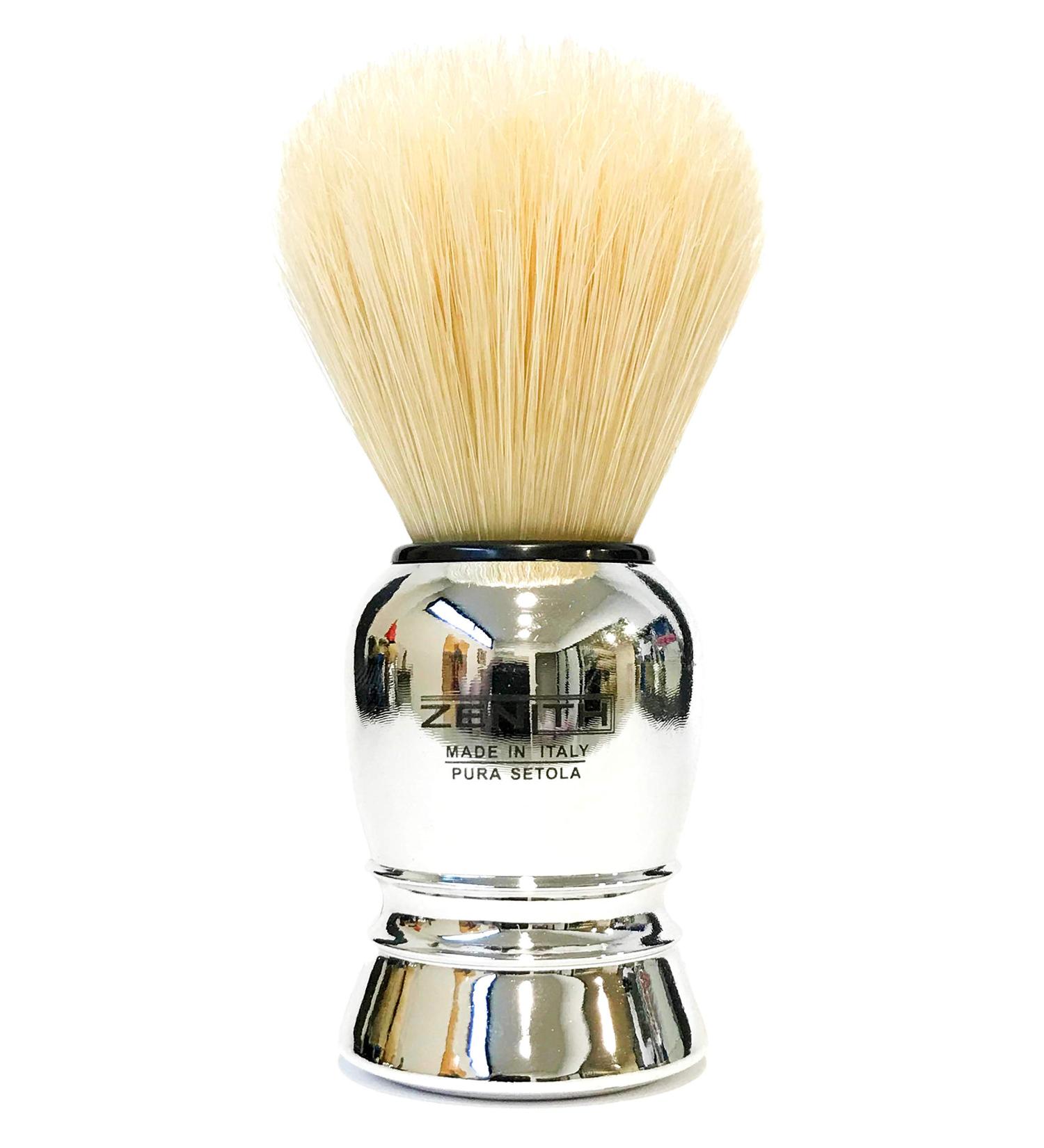 ZENlTH New 2000 Model Shaving Brush Metallized Handle Whitened Pure Bristle