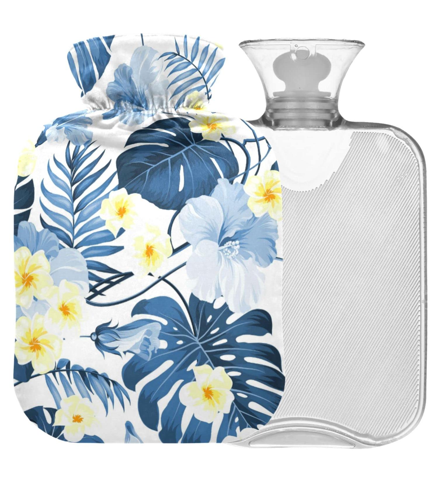 NAANLE Plumeria Flowers Hot Water Bottle - 1L Transparent Heat Bottle for Pain Relief & Warmth - Ideal for Back Hands & Neck - Buy Online on GoSupps.com
