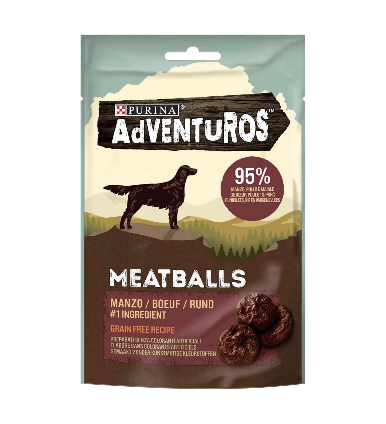 Purina Adventuros High Meat Meatballs Snack Chiens 70g Meatballs 1 Unit (Confezione da 1) - Buy Online on GoSupps.com