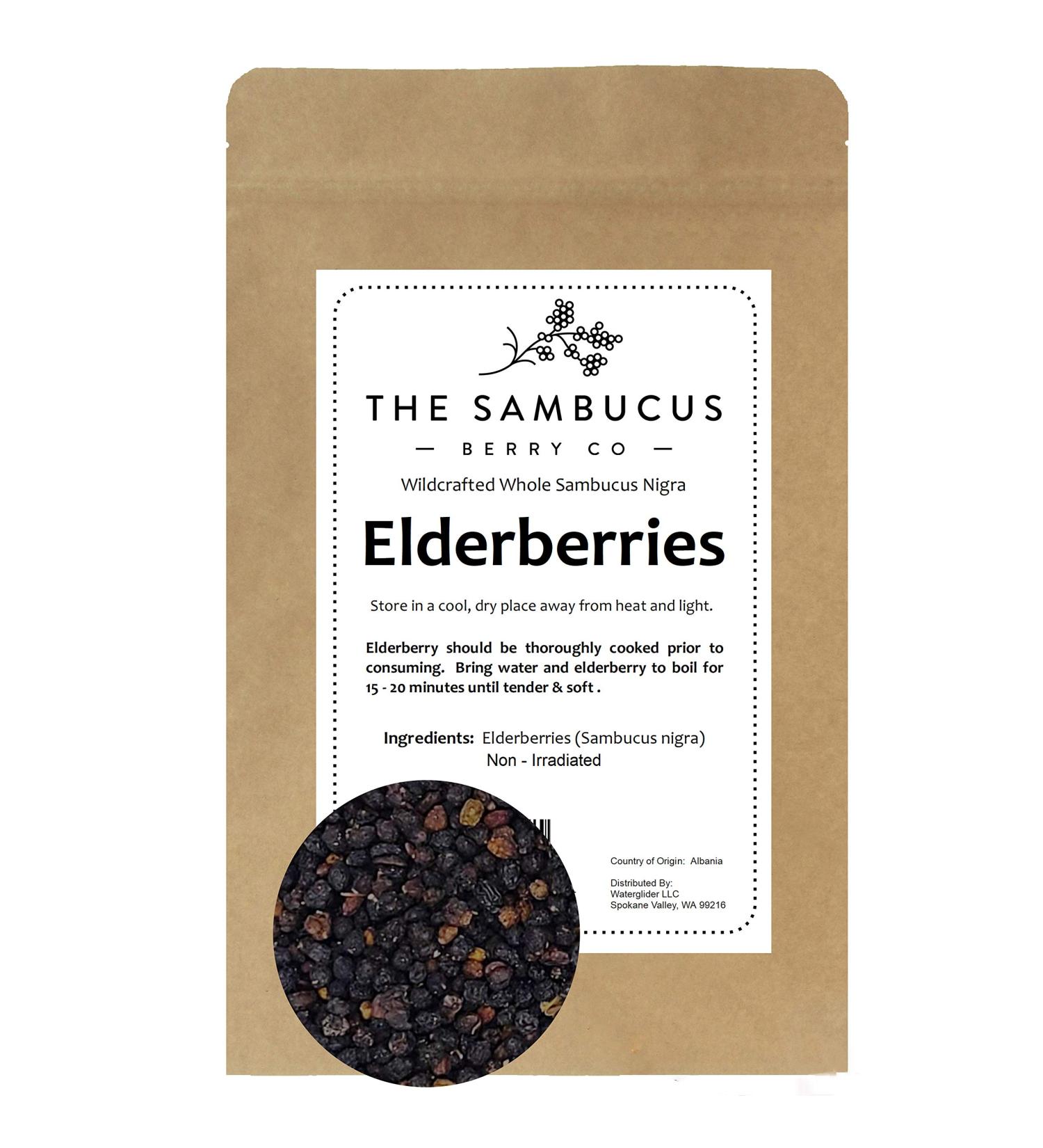 Elderberry Whole Dried Wild-Harvest 1 lb. (454g) - Premium Quality Elder Berry - Buy Online on GoSupps.com