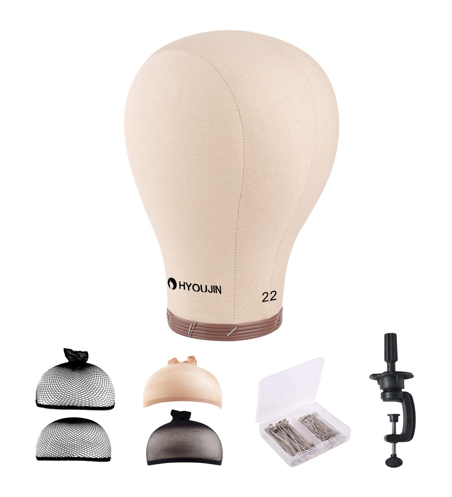 HYOUJIN 22 Canvas Cork Block Wig Head Mannequin for Display & Styling - Light Brown, 22 inch - Buy Online on GoSupps.com