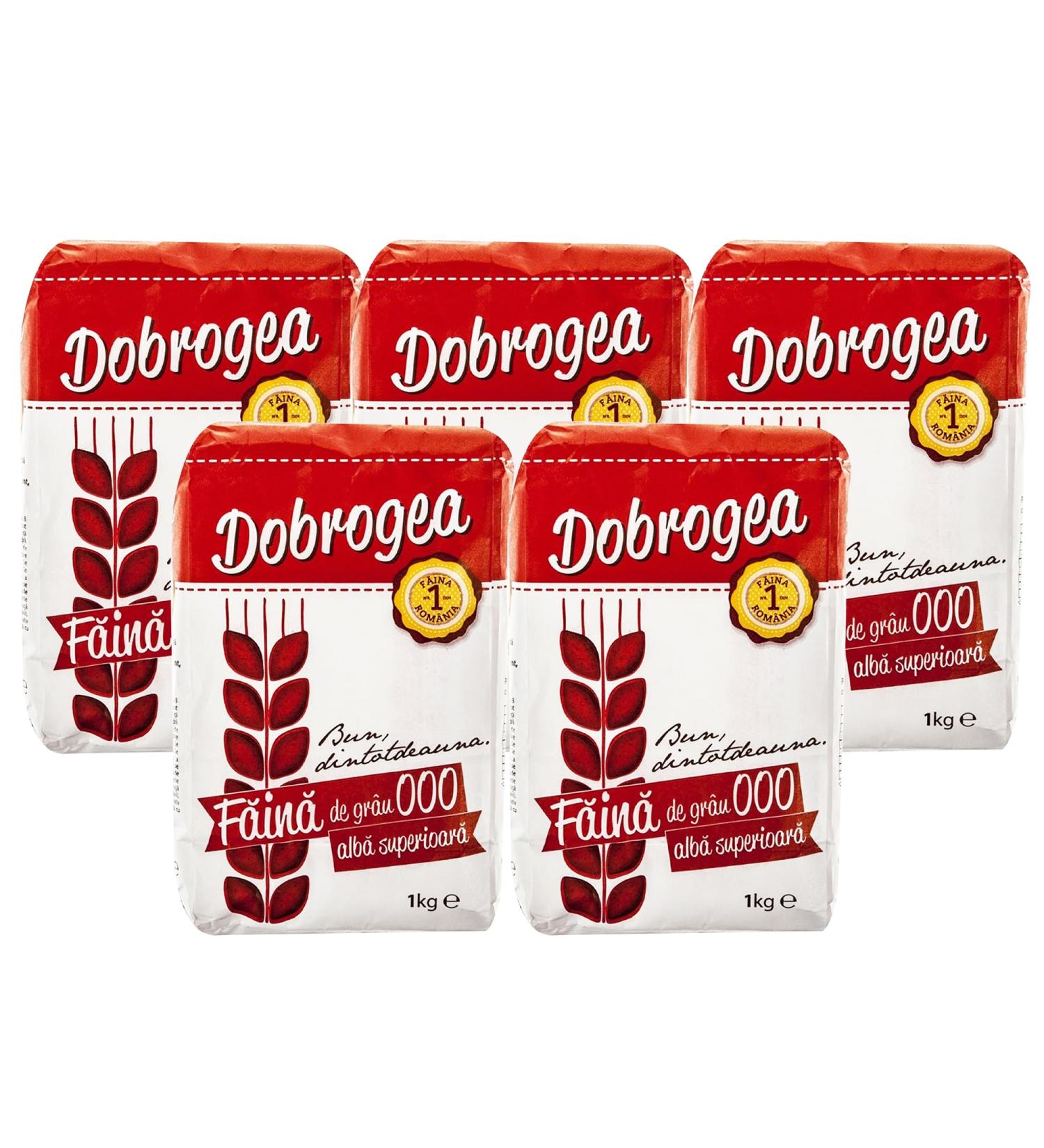5 x Dobrogeo Faina Alba Din Grau 000 Superior 1Kg | White Wheat Flour Superior 1Kg | Produced by Finely Grinding Wheat from Romania | Whole Family Favorite Treats | Pack of 5 - Buy Online on GoSupps.com