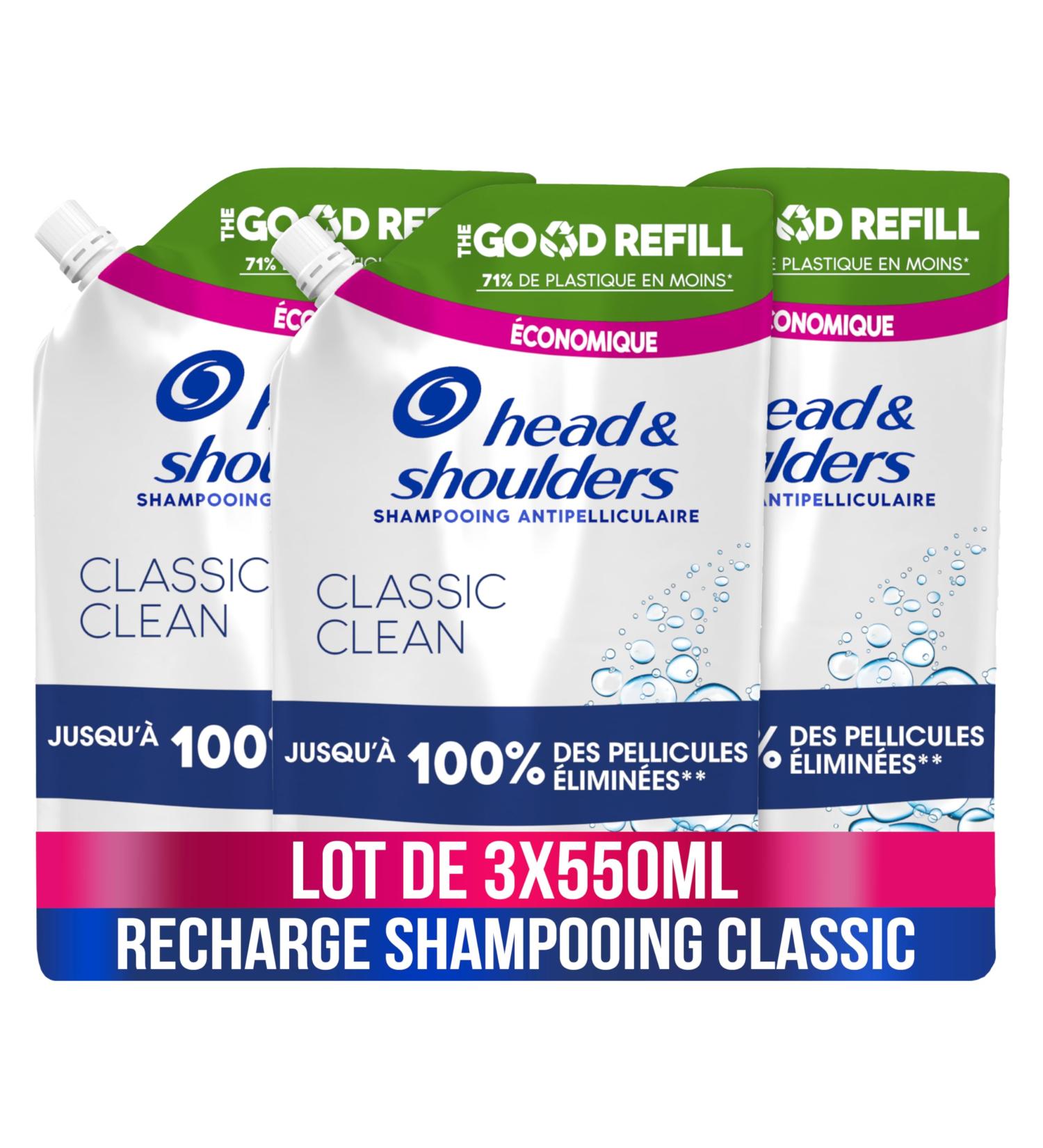 Head & Shoulders Classic Anti-Dandruff Shampoo Refill 3 x 550 ml Up to 100% Dandruff Removal Clinically Proven Dermatologically Tested - Buy Online on GoSupps.com