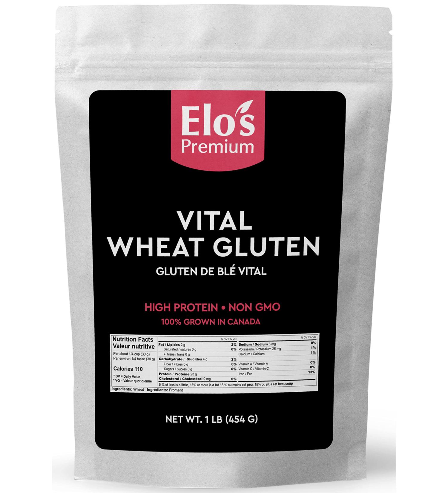 Elo s Premium Vital Wheat Gluten (1lb) | High Protein Non-GMO Vegan | Perfect for Keto and Kosher Friendly | 100% Grown in Canada | Vegetarian Meat Substitute for Baking | Low Carb Alternative to Make Seitan - Buy Online on GoSupps.com