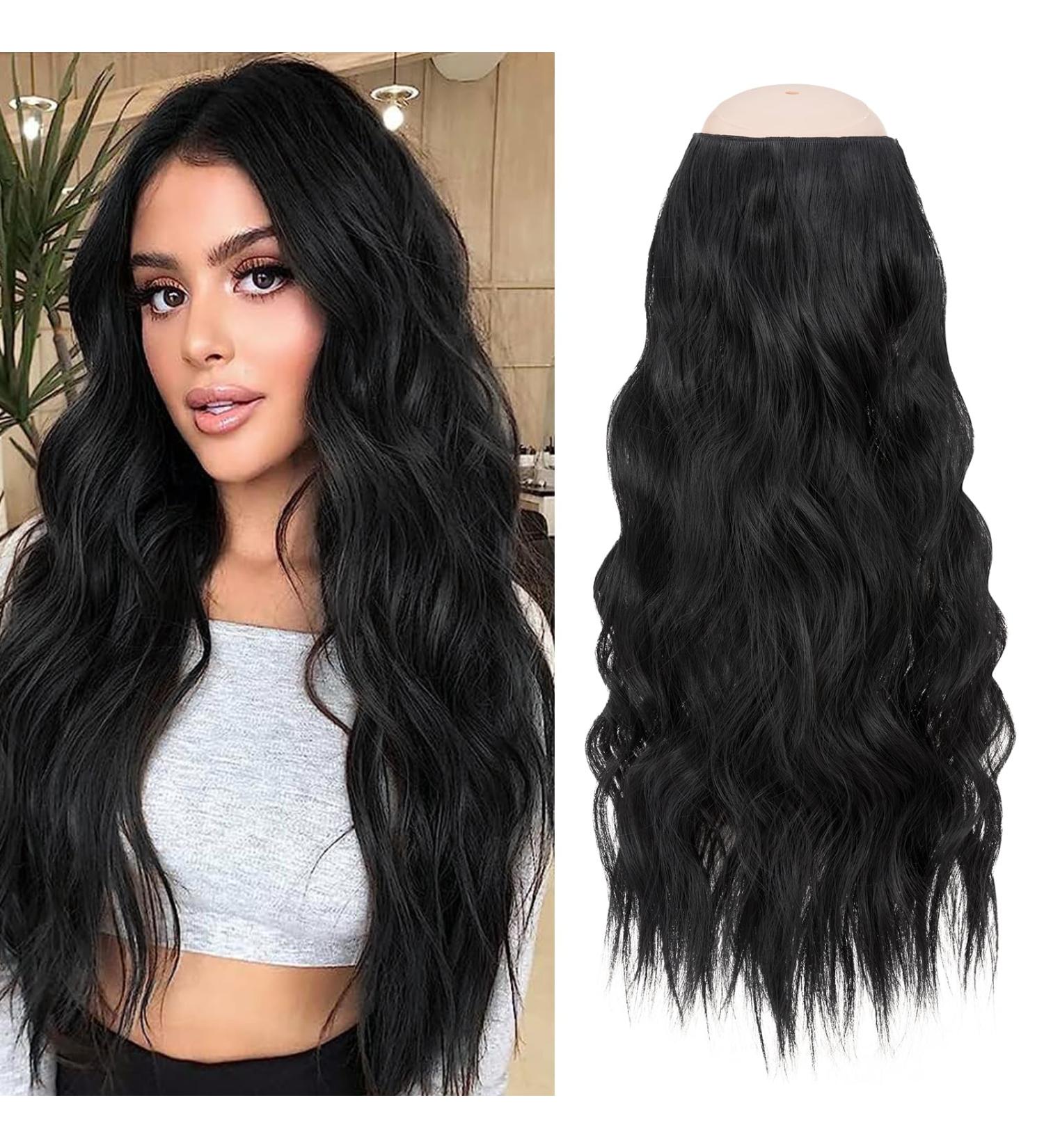 Rich Choices Secret Hair Extensions Invisible Wire Hair Extension Hair Pieces for Women Wavy Hair Extension with Wire 20 Inch Net Black 20 Inch Net Black - Buy Online on GoSupps.com
