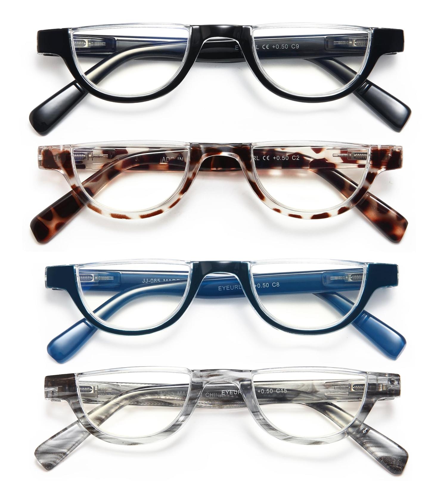 Buy EYEURL Half Frame Reading Glasses for Women - 4 Pack Blue Light Blocking Rimless Readers - 1.25x Magnification - Buy Online on GoSupps.com