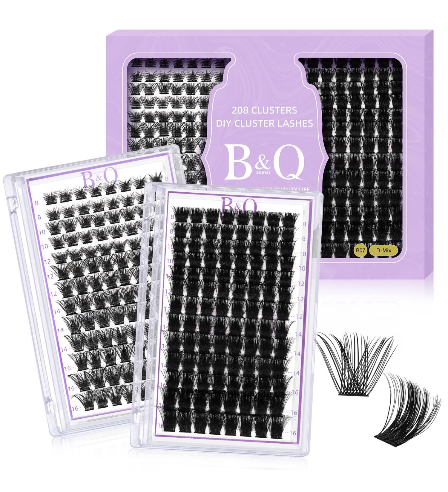 Lash Clusters 208 PCS Individual Eyelash Extensions D Curl Volume Wispy Soft Comfortable Band False Lashes B02+B07 - DIY Lash Kit 8-16mm (Pack of 1) - Buy Online on GoSupps.com
