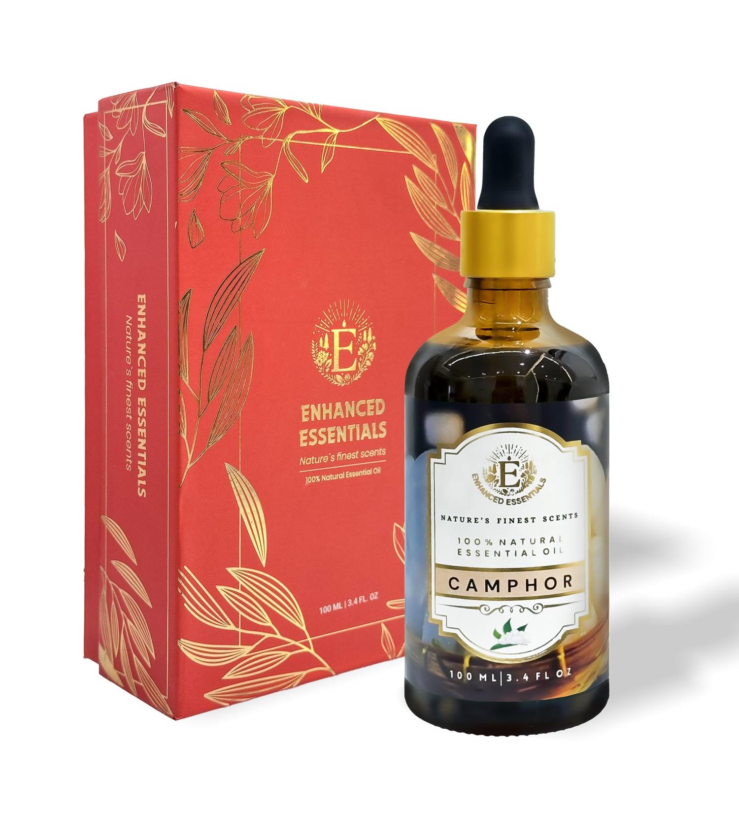 Luxurious Camphor Essential Oil by Enhanced Essentials| Slow Distilled & Pure| for Home Cleaning Diffusers Aromatherapy Bath Massage Soap & Candle Making| 3.38 fl oz (100 ml) Camphor 3.38 Fl Oz (Pack of 1) - Buy Online on GoSupps.com