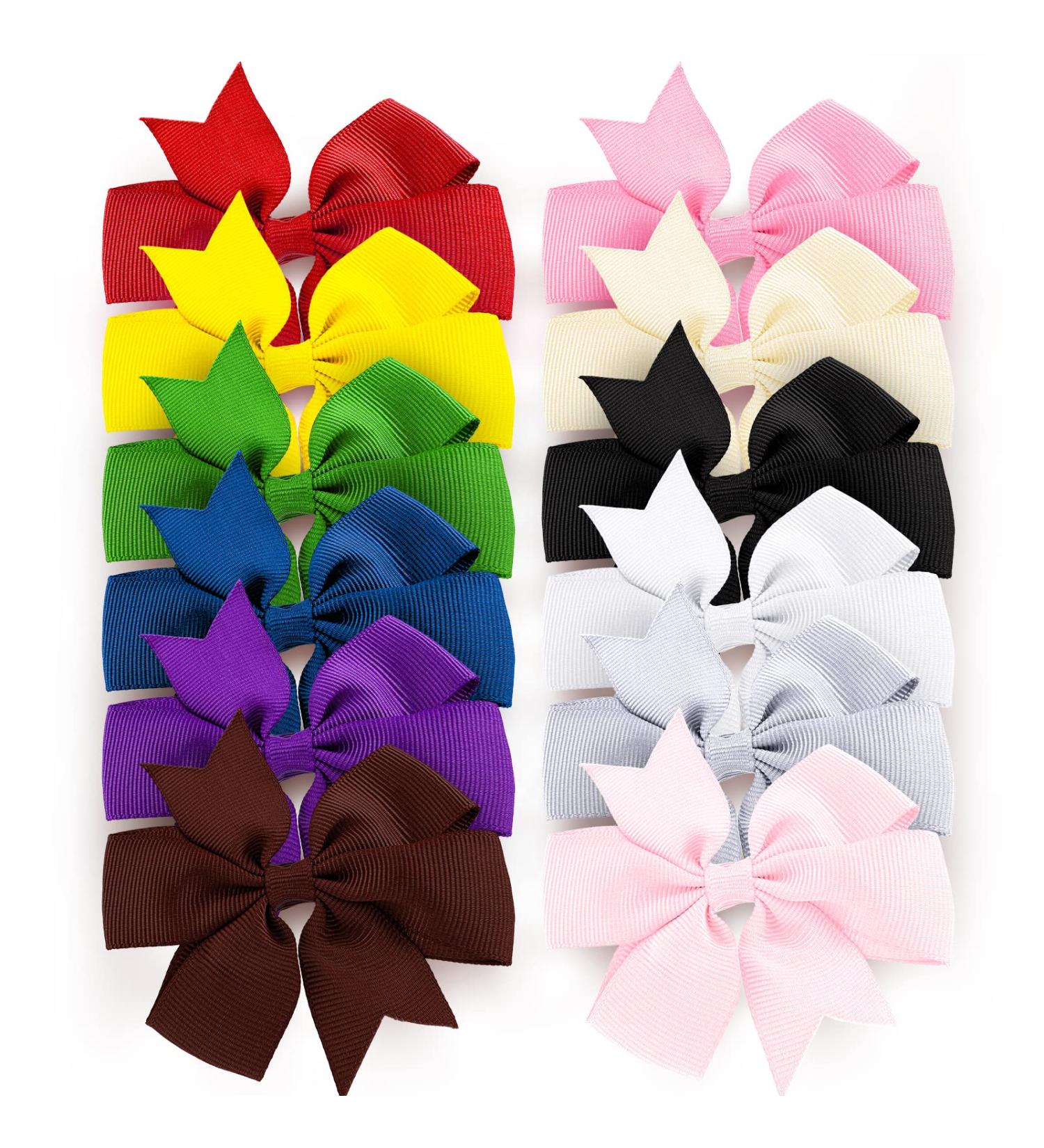 Sibba 3 Inch Easter Party Bow Clips 12 Pcs, Multi-colored Fabric Ribbons Grosgrain Headpiece for Women, Girls, Toddlers, Kids - Kawaii Alligator Barrettes for Casual Wear - Buy Online on GoSupps.com