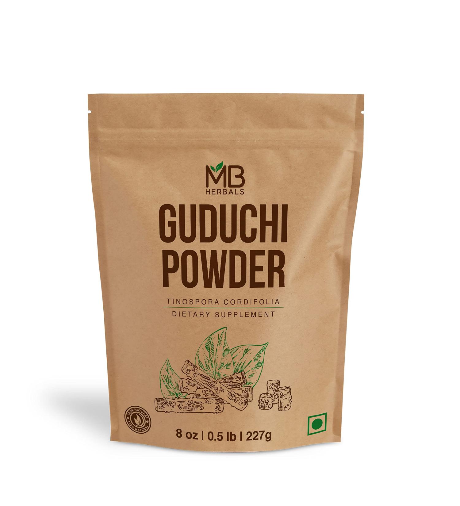 MB Herbals Guduchi Powder 8 oz - Wildcrafted Organic Neem-Giloy | Tinospora Cordifolia Stem | 0.5 LB (227g) - Buy Online on GoSupps.com