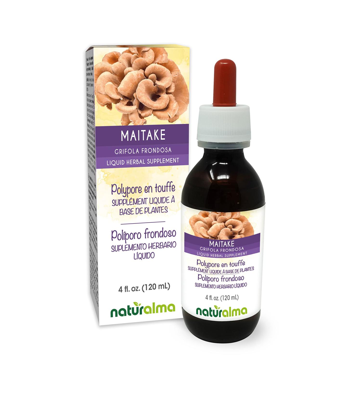 Naturalma Maitake (Grifola frondosa or Polyporus frondosus) Fungus or Mushroom Alcohol-Free Tincture - 4 fl oz Liquid Extract in Drops - Herbal Supplement - Vegan Alcohol-free 4 Fl Oz (Pack of 1) - Buy Online on GoSupps.com