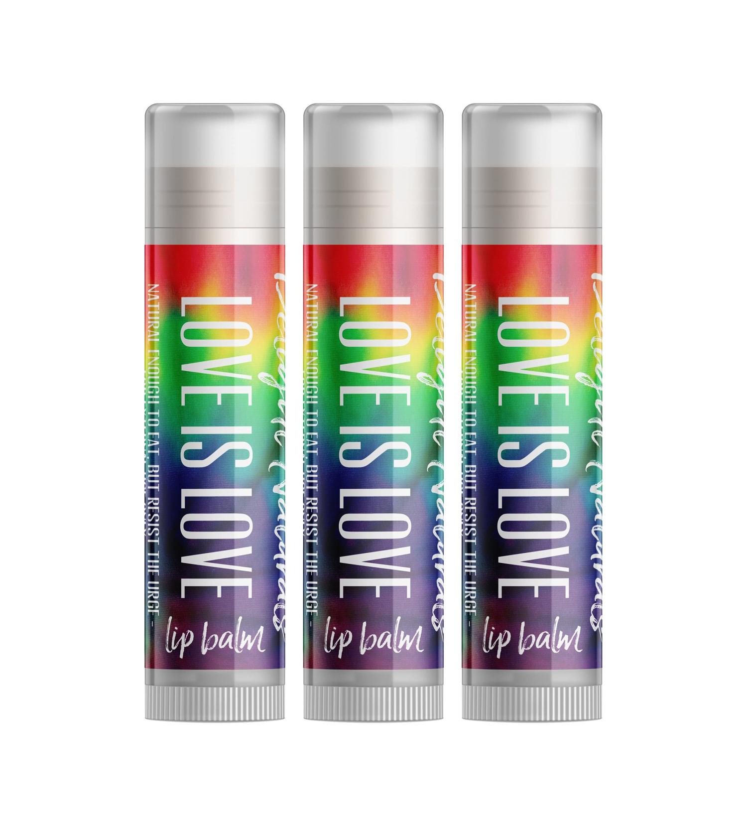 Love is Love Tie Dye Pride Lip Balm - Set of Three - Fruit Candy Flavor