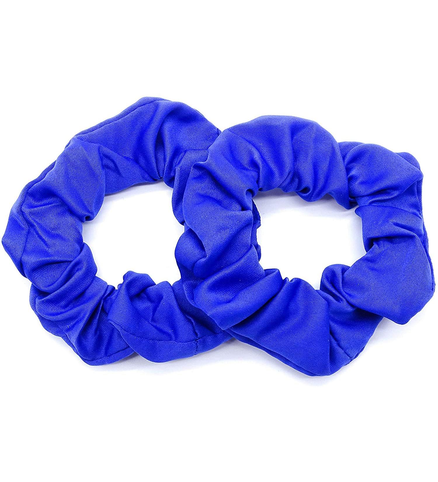 storm_store Pair Of 2 Small Size Satin Scrunchies In Bright Vibrant Colours (Royal Blue)