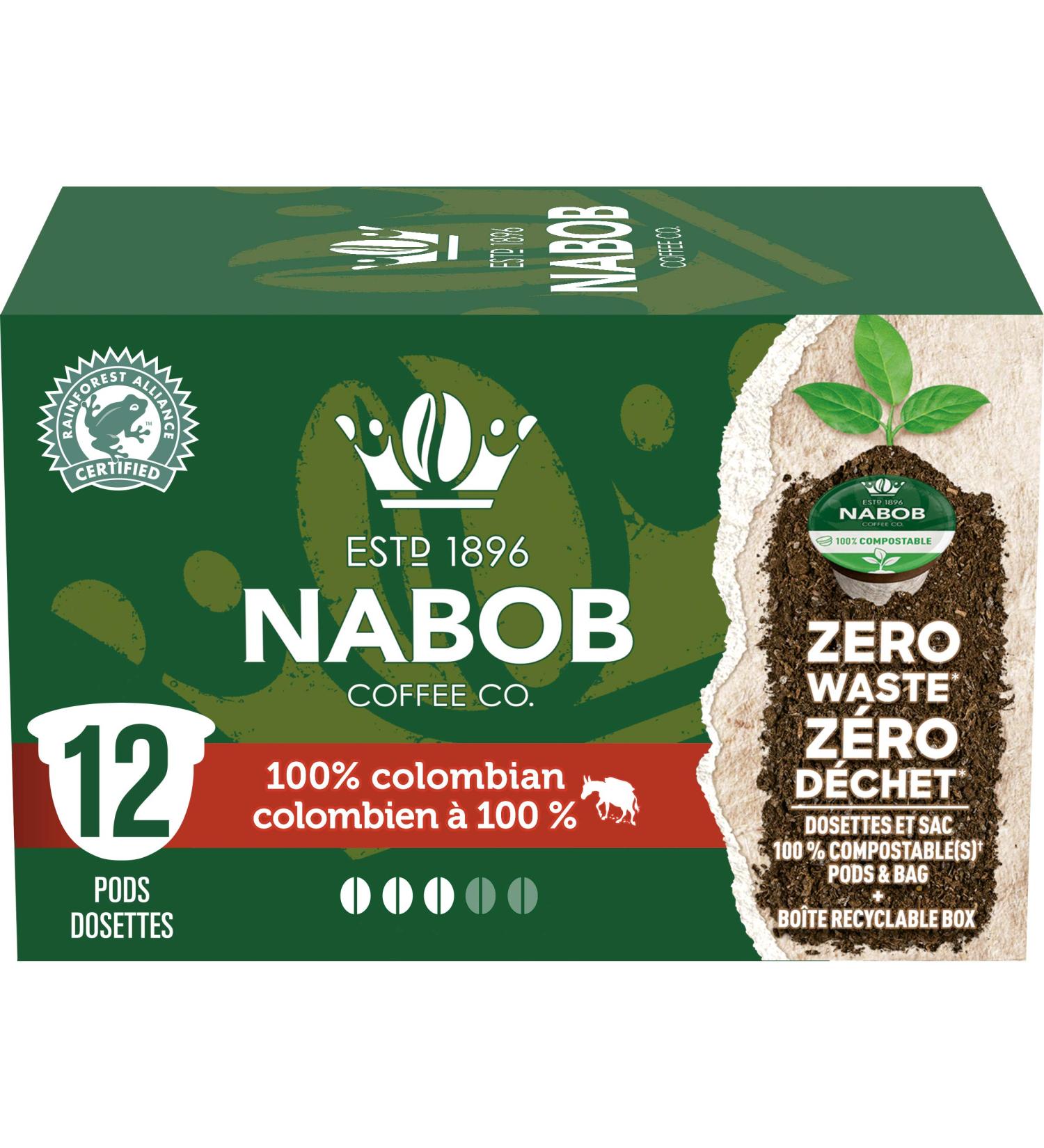 Nabob 100% Colombian Coffee 100% Compostable Pods 117g Box 100 % Colombian 12 count (Pack of 1) - Buy Online on GoSupps.com