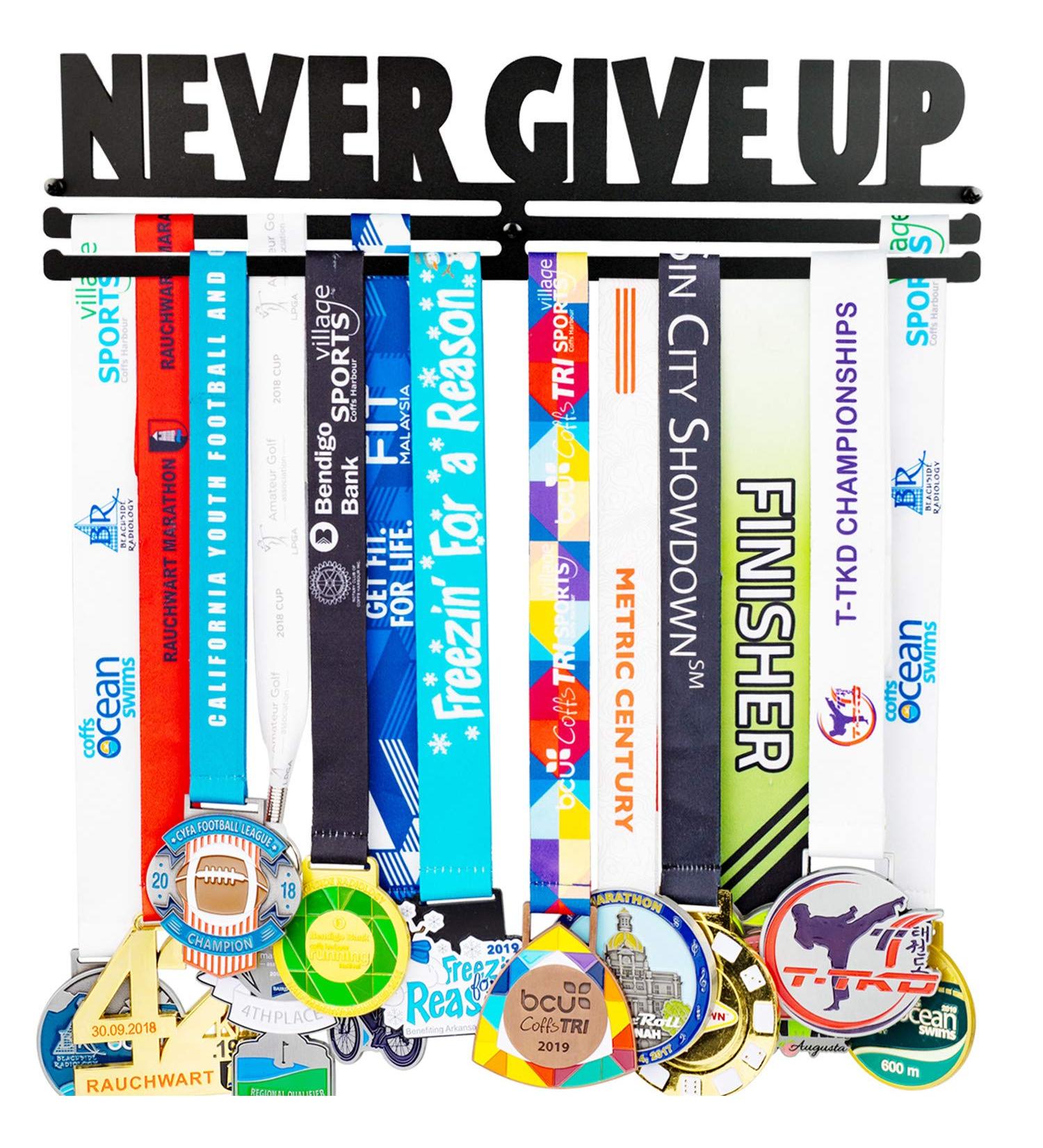 Miayork 20 Inch Matt Black Medal Holder Display Rack for Over 40 Medals - Sports Medal Hanger and Ribbon Display - Buy Online on GoSupps.com