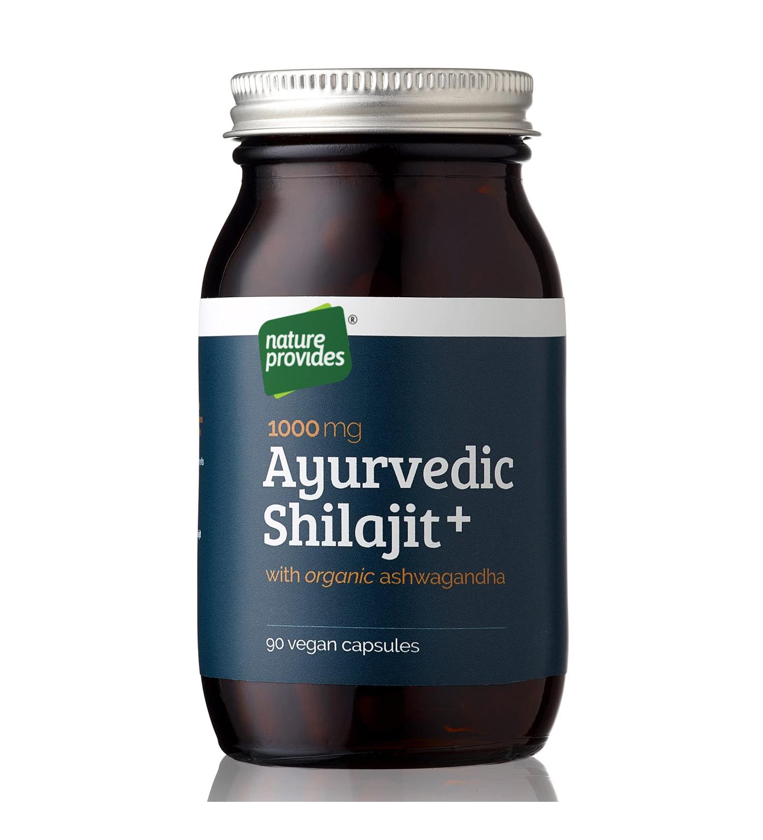 Organic Ashwagandha & Shilajit Capsules - 1000mg Pure Ayurvedic Blend with Fulvic Acid for Stress Relief and Energy Boost - Vegan & GMO-Free - UK Made - Buy Online on GoSupps.com