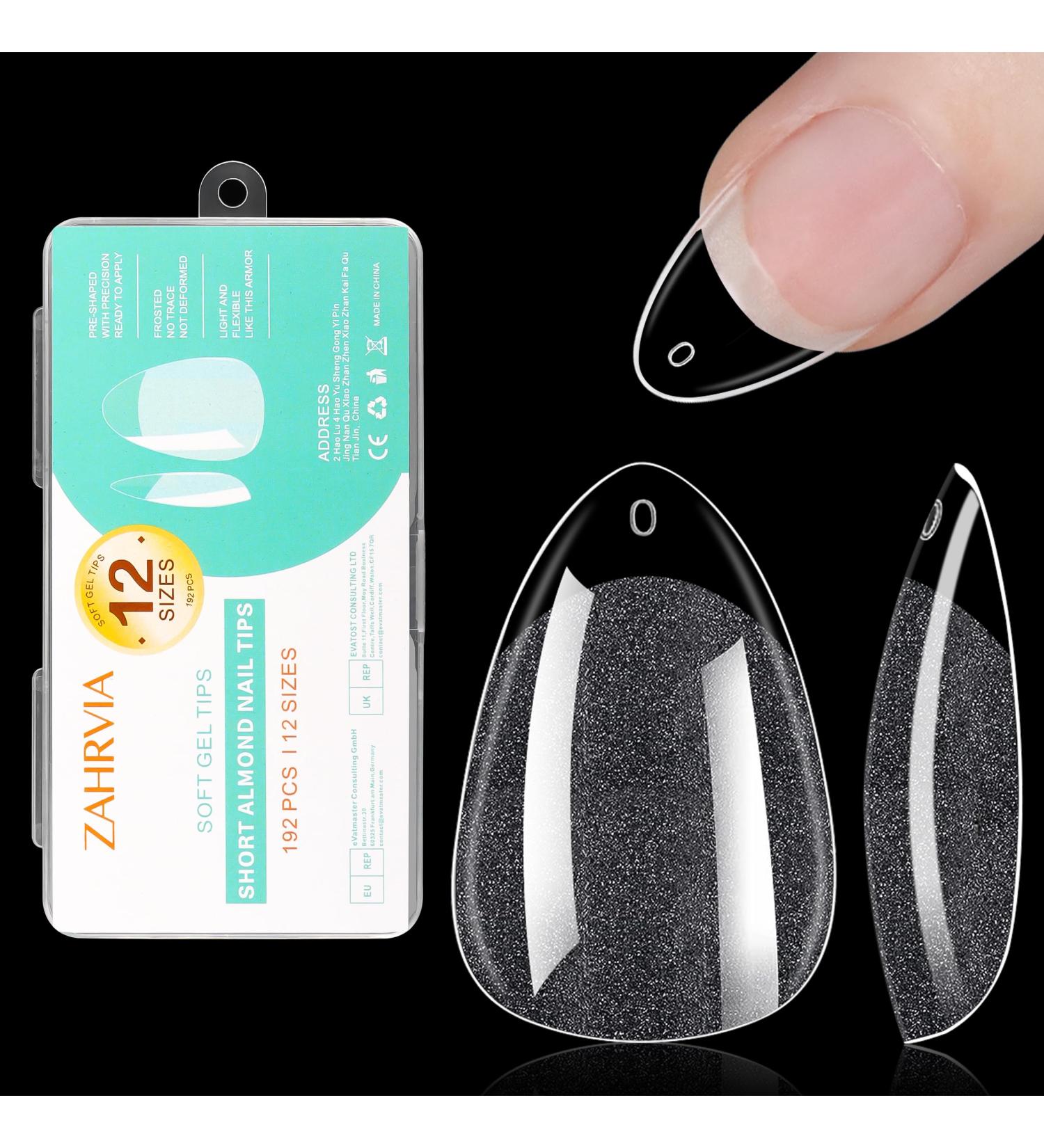 Short Almond Nail Tips - Clear Nail Tips ZAHRVIA Soft Gel Full Cover Nail Tips for Soak Off Nail Extensions kit - 192PCS False Nails Acrylic Nail Tips 12 Sizes (Short Almond) Short Almond-192 - Buy Online on GoSupps.com