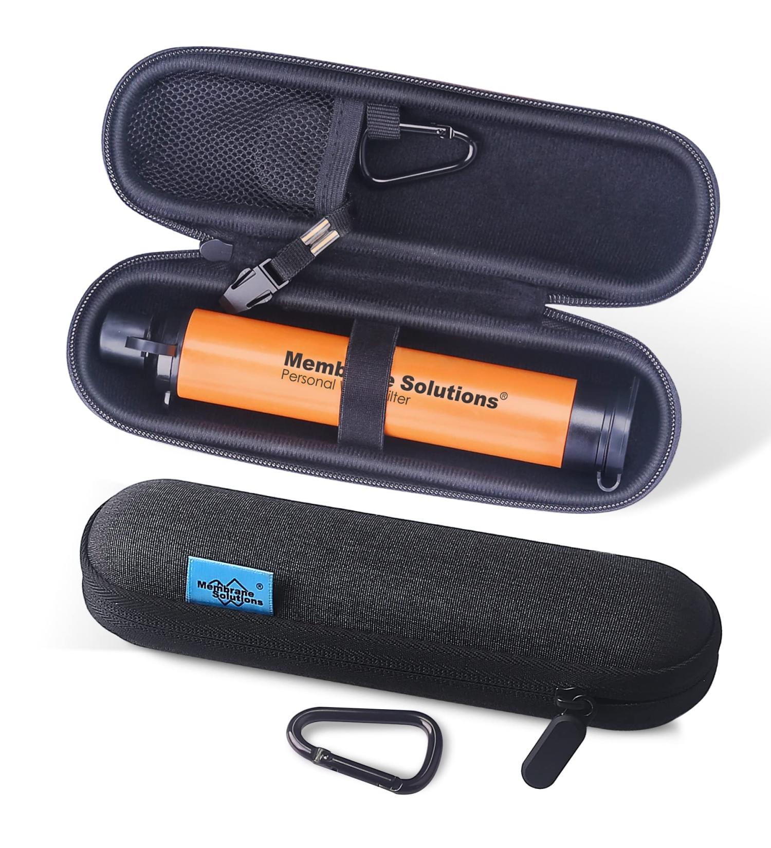 Membrane Solutions Personal Water Filter with Carry Travel Case - Portable Water Purifier for Camping, Hiking, and Emergency Preparedness - Orange - Buy Online on GoSupps.com