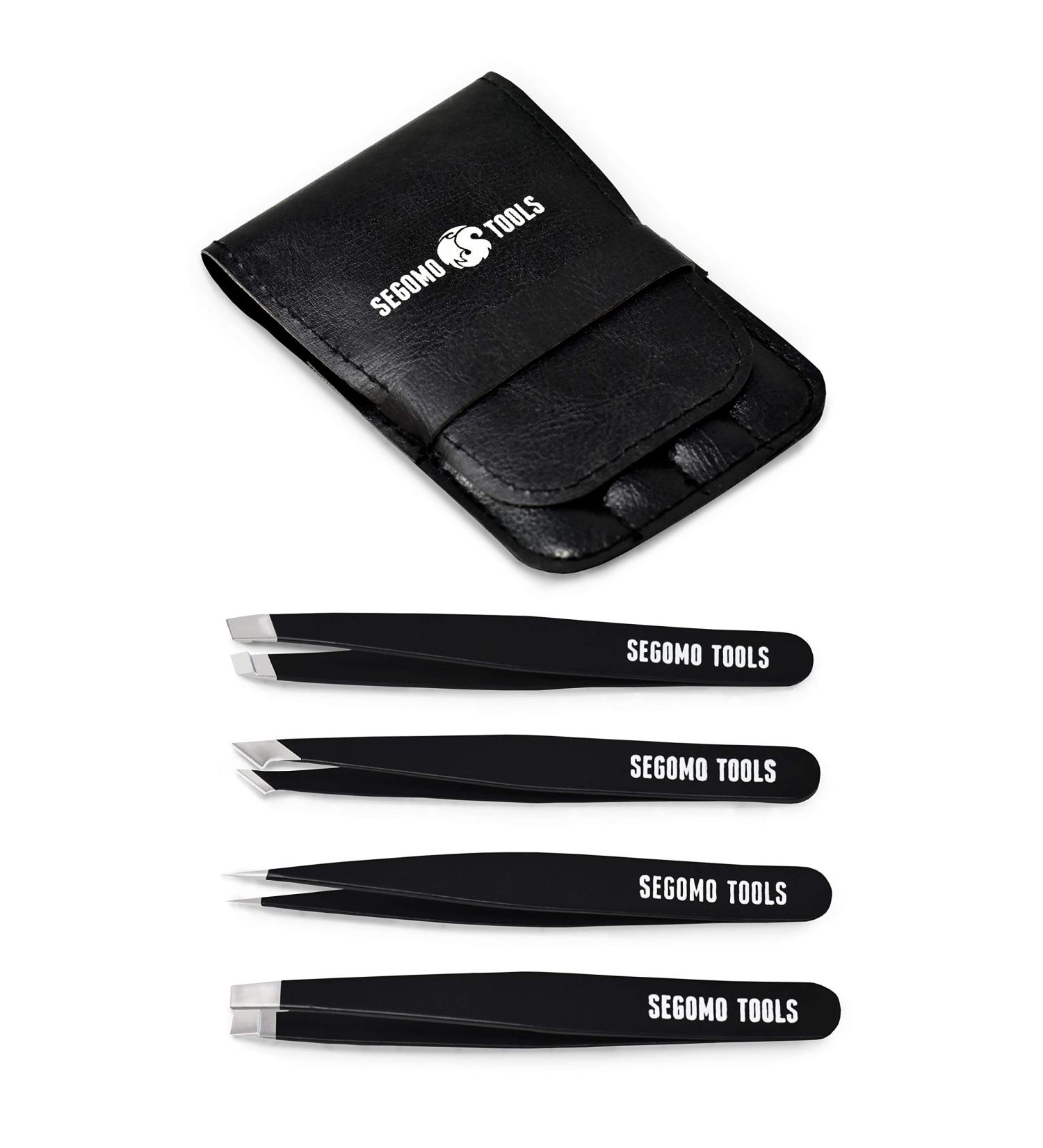 Segomo Tools 4 Piece Tweezer Set for Women - Precision Ingrown Hair Removal Kit with Flat, Angled, Slant & Pointed Tips - TW004 - Buy Online on GoSupps.com