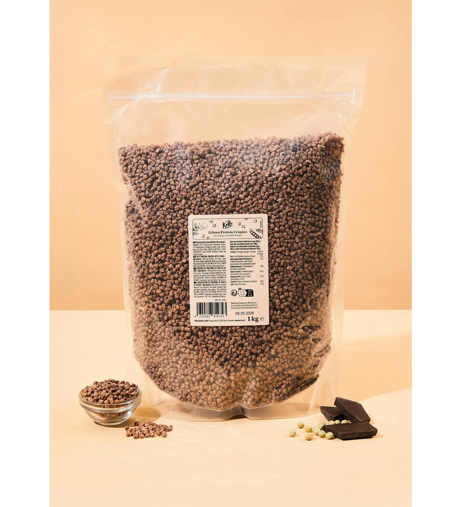 KoRo - Pea Protein Crisps 48% with Cocoa 1 kg - Buy Online on GoSupps.com