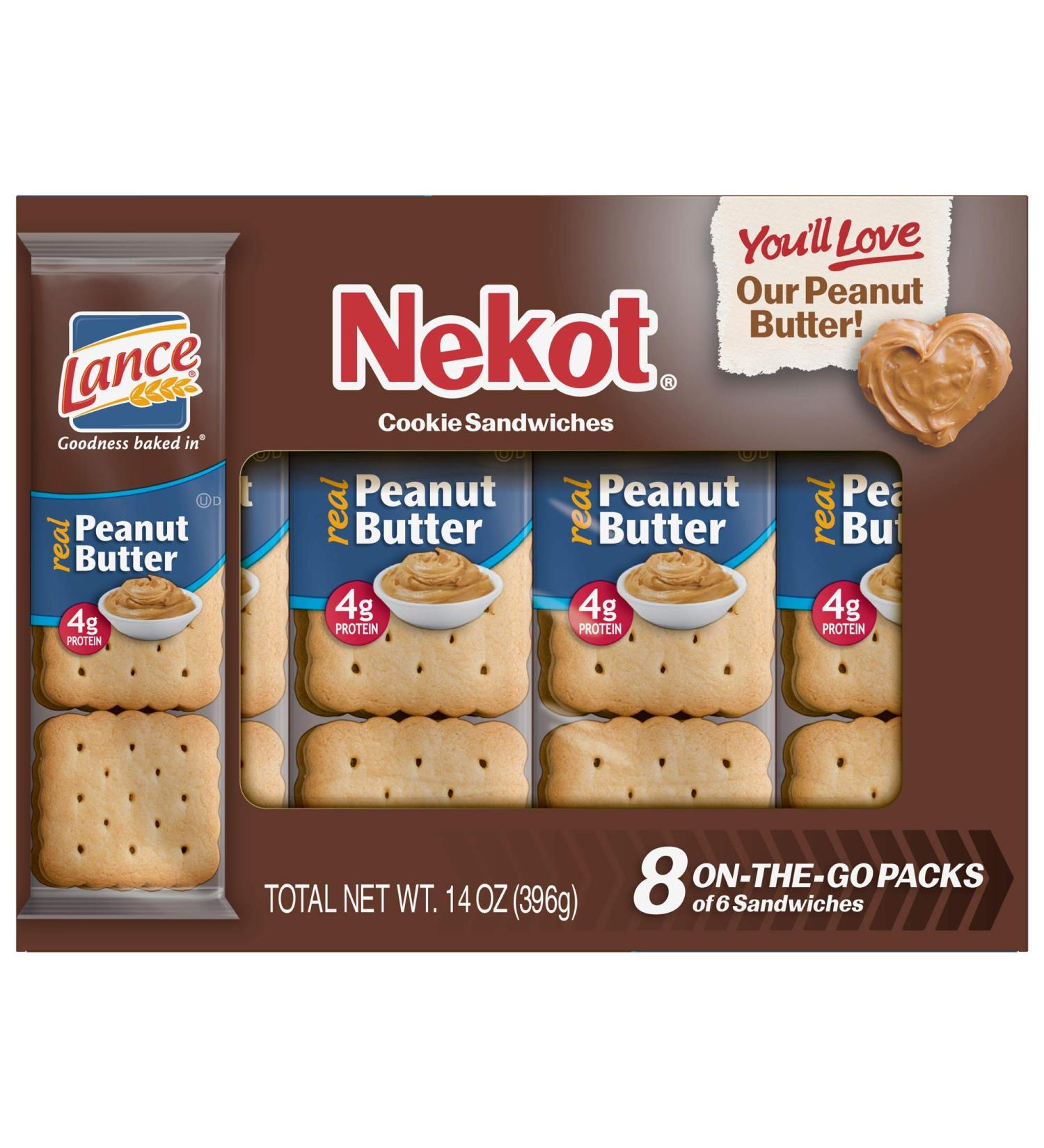 Lance Nekot Peanut Butter Cookies 14 oz 8 Count Boxes - Single Pack