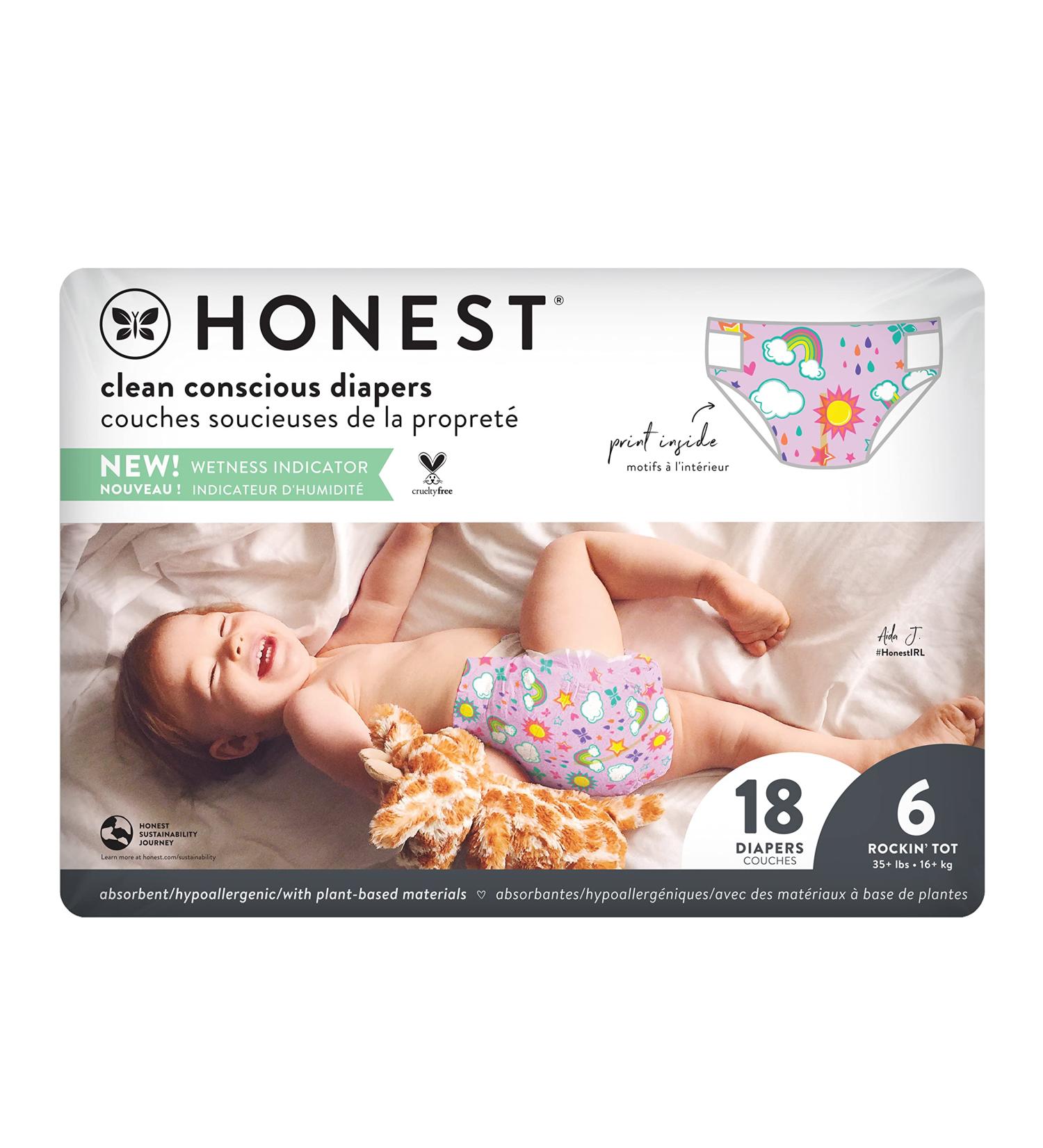 The Honest Company Honest Diapers Size 6 35+ Pounds Rose Blossom 18 Diapers