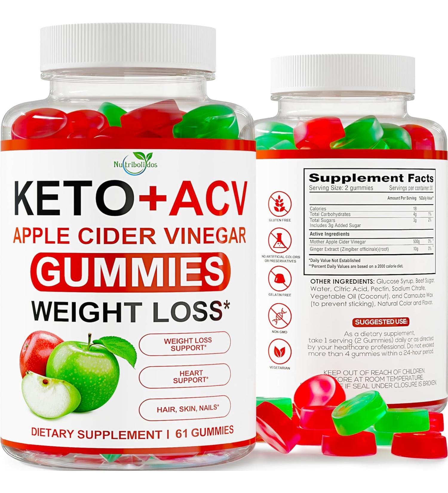 Nutribolidos Keto ACV - Apple Cider Vinegar - 61 GUMMIES - Buy Online on GoSupps.com