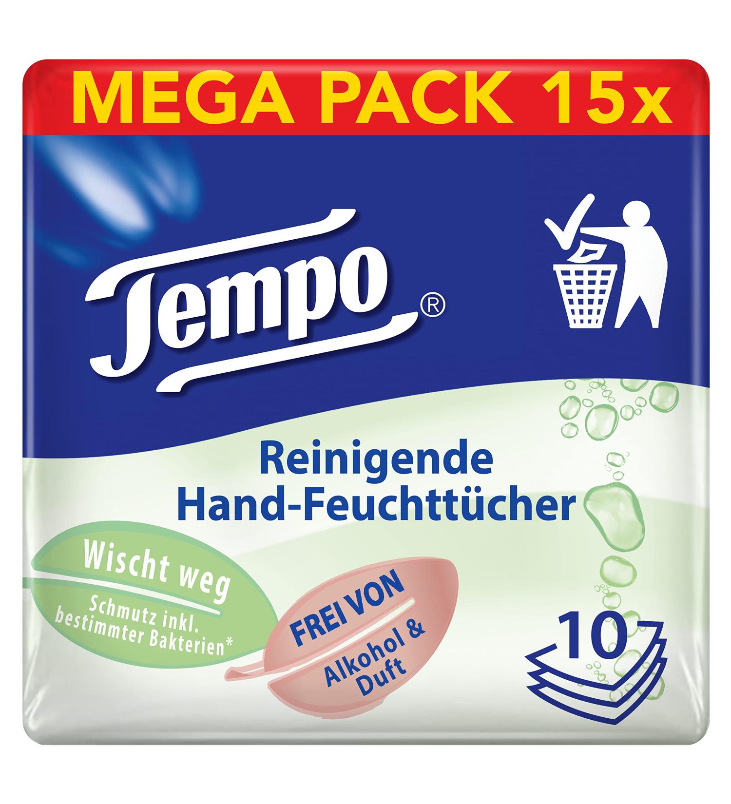Tempo cleaning hand moisture cloths perfume and non-alcoholic dermatologically tested 150 towels (10 towels x 15 packs) unparked 10 pieces (1 Pack)
