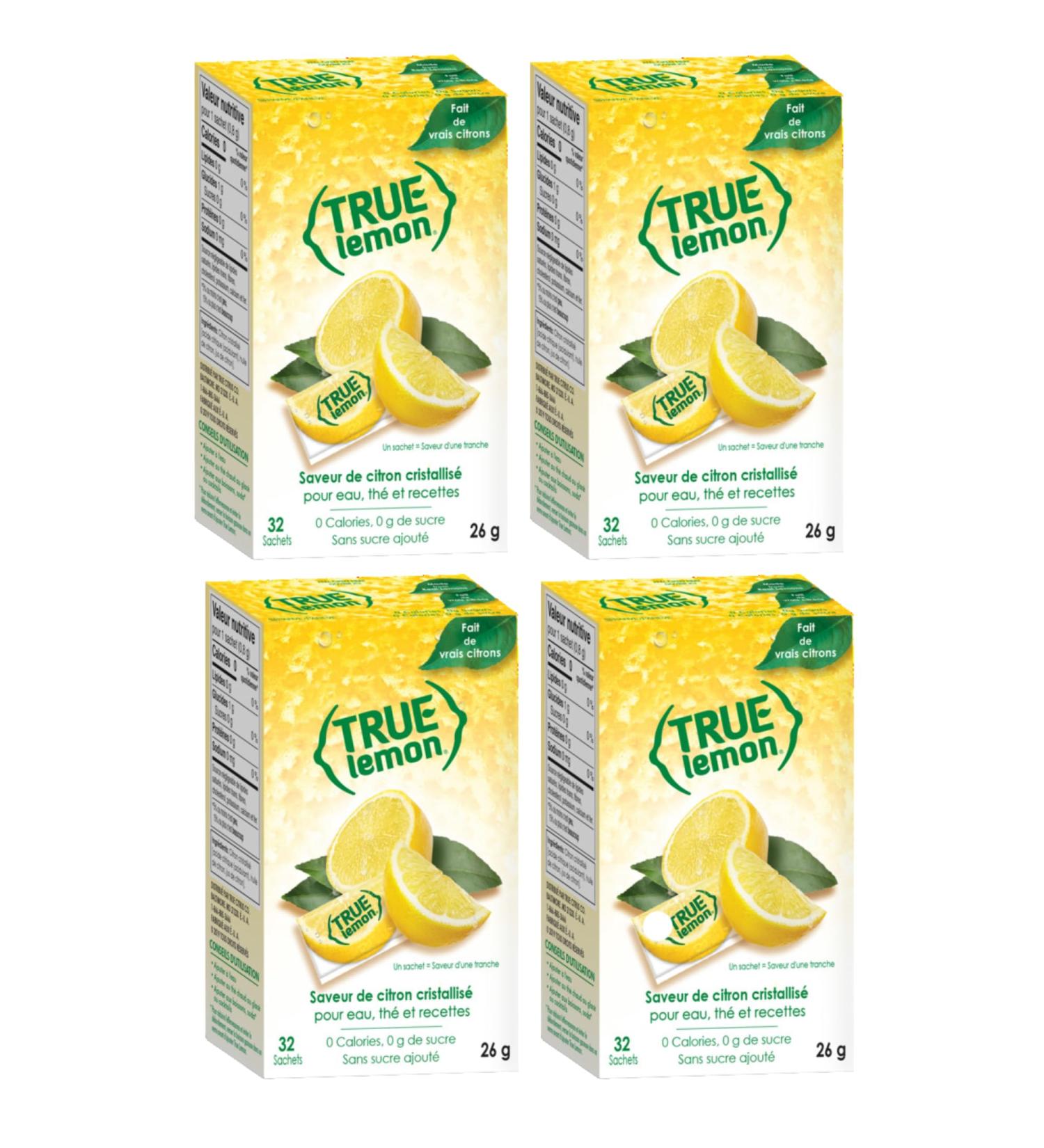 TRUE LEMON Water Enhancer (128 Packets Each Flavour) | Zero Calorie Unsweetened Water Flavouring | For Water Bottled Water & Recipes | Water Flavor Packets Made with Real Citrus Lemon 26 g (Pack of 4) - Buy Online on GoSupps.com
