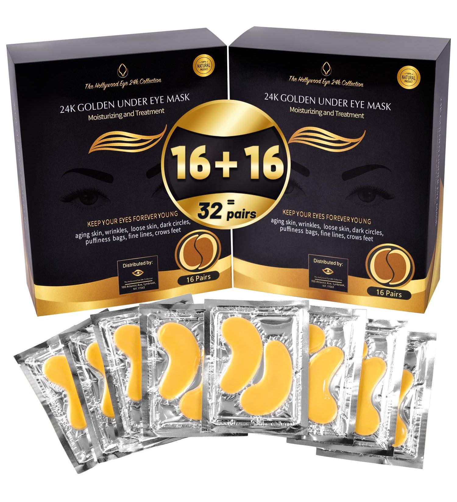 Bisou Bisou Bisou 24K Gold Under Eye Mask - Collagen Eye Pads for Women | 32 Eye Patches (2 Packs) - Under Eye Treatment - Buy Online on GoSupps.com