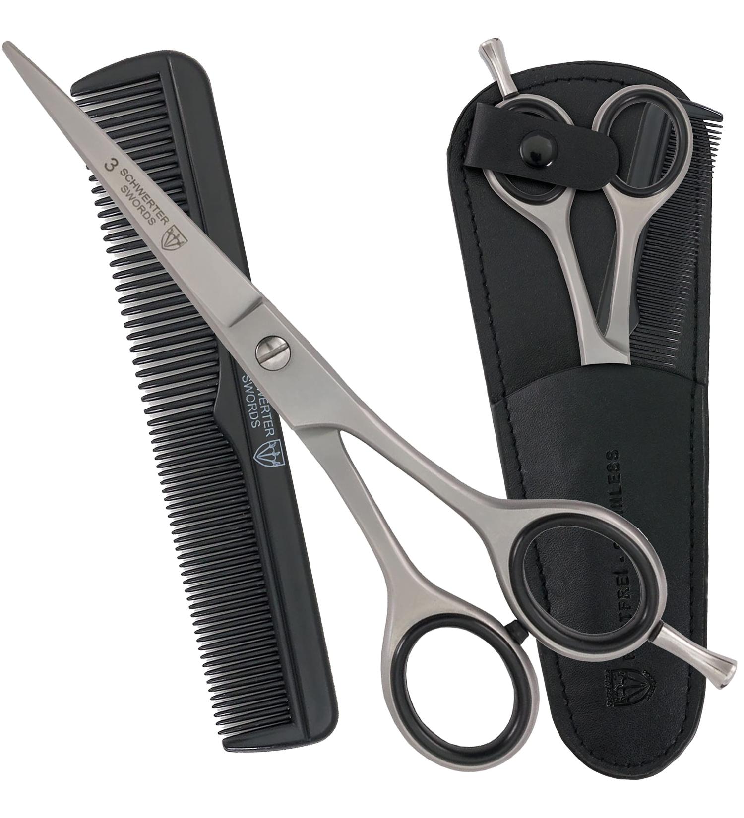 THREE SWORDS Stainless Steel Professional Hair Scissors Set - Hairdressing Scissors with Case Comb & Cloth for Perfect Cuts - Buy Online on GoSupps.com