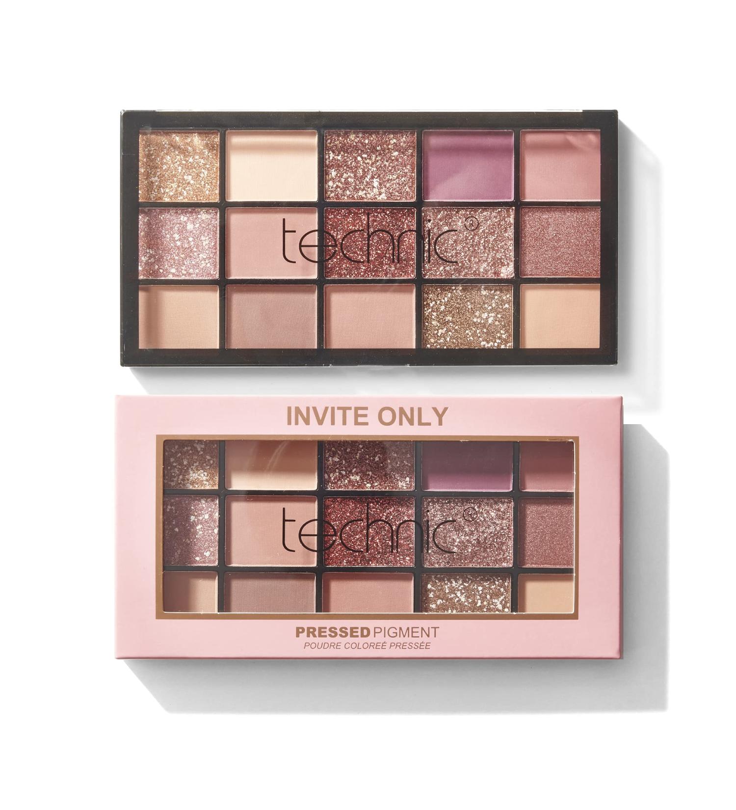 Technic Invite Only Eyeshadow Palette - 15 Blendable Shades | Highly Pigmented Glitters, Shimmers & Mattes | Pinks, Berries, Neutrals | 22.5g - Buy Online on GoSupps.com