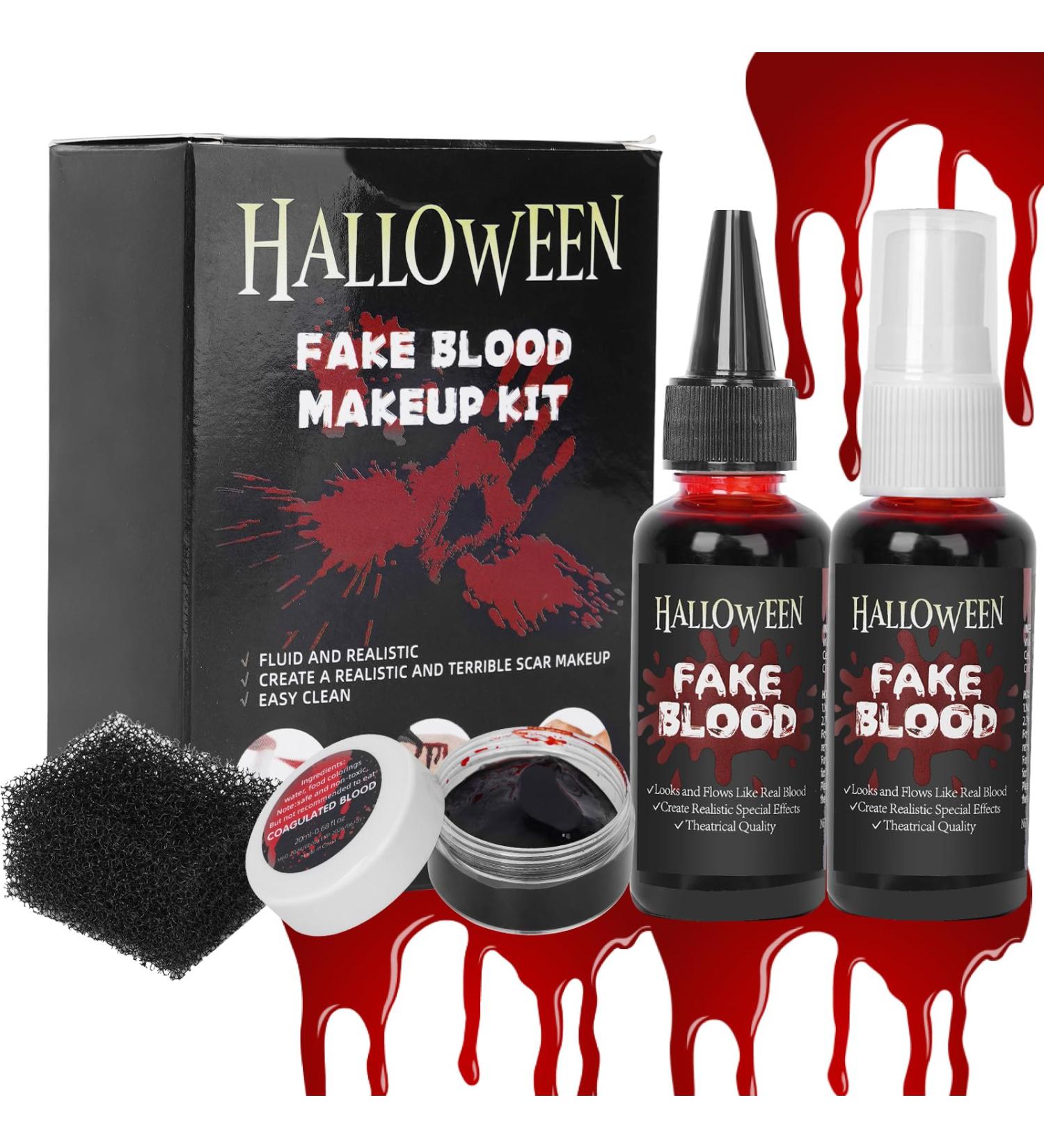 Halloween Fake Blood Makeup Kit | Realistic SFX Blood Spray & Coagulated Blood for Zombies Vampires & Monsters | Washable Special Effects Kit - Buy Online on GoSupps.com