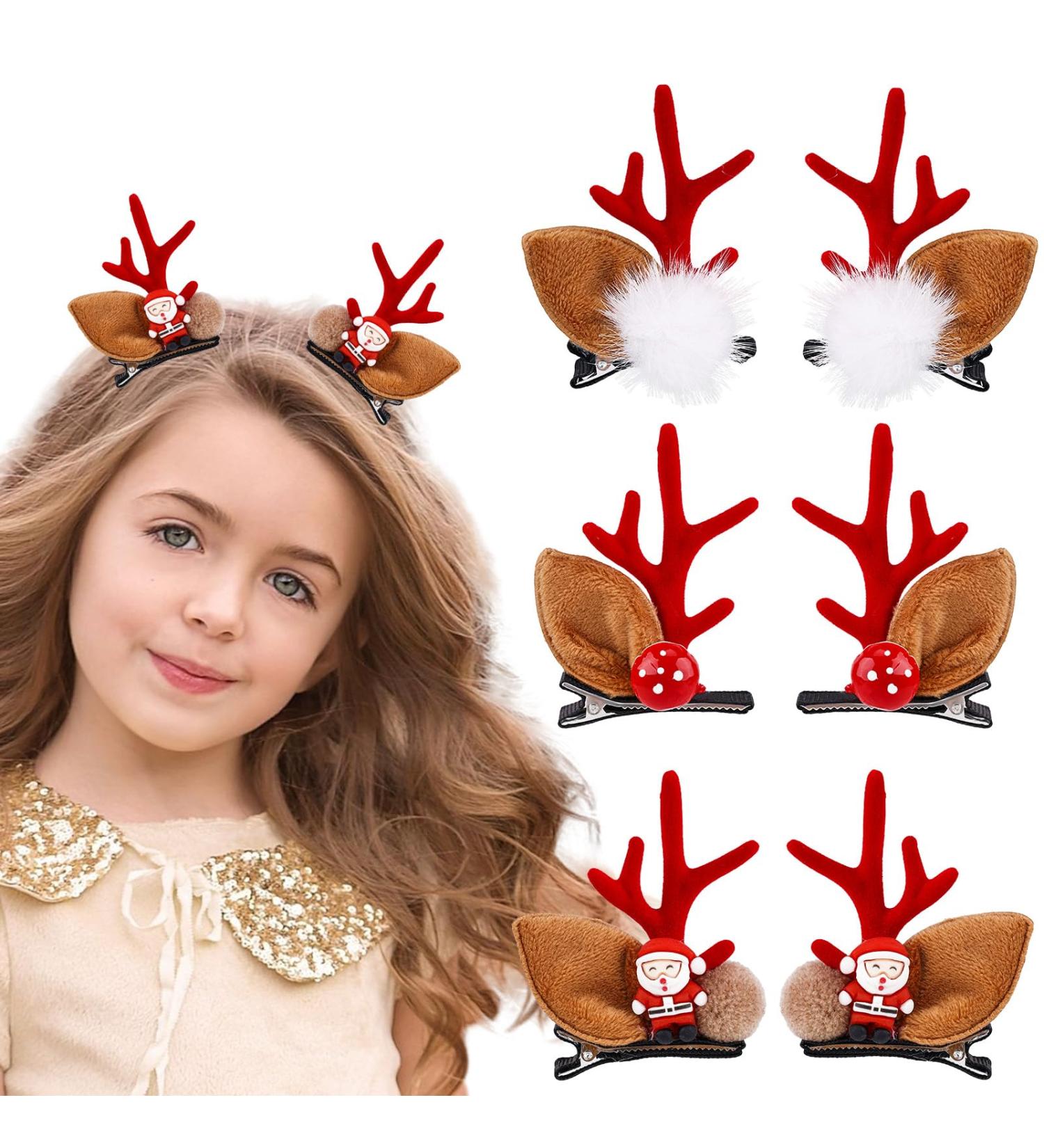 3 Pairs Christmas Hairpin Cute Reindeer Antlers Hair Clips Cosplay Hair Pins Christmas Hair Barrettes Holiday Hair Clips for Girls Women (3 Styles) - Buy Online on GoSupps.com