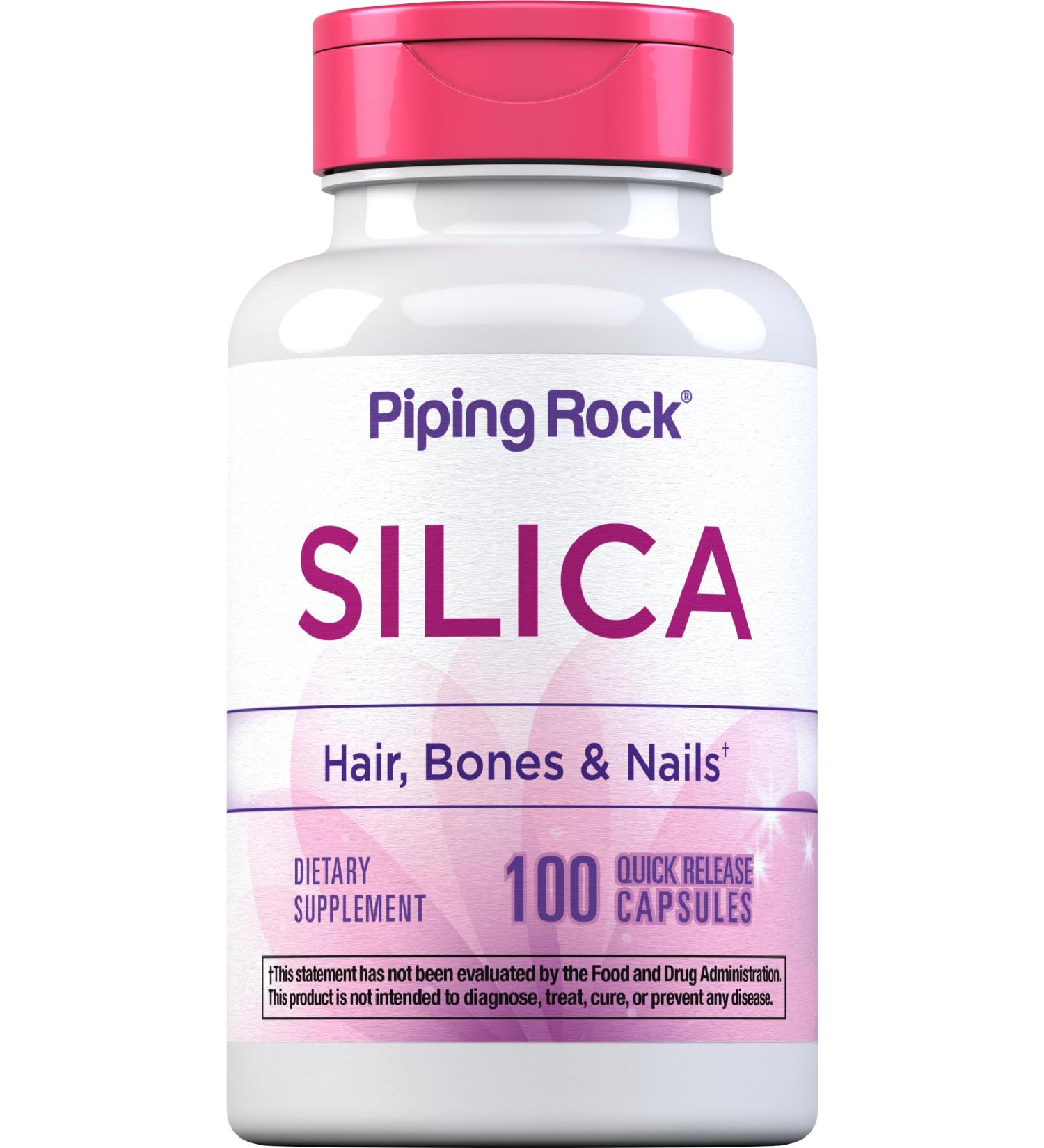 Piping Rock Silica Supplement 500mg | 100 Capsules - Horsetail Extract for Hair Bones & Nails | Gluten Free & Non-GMO - Buy Internationally - Buy Online on GoSupps.com