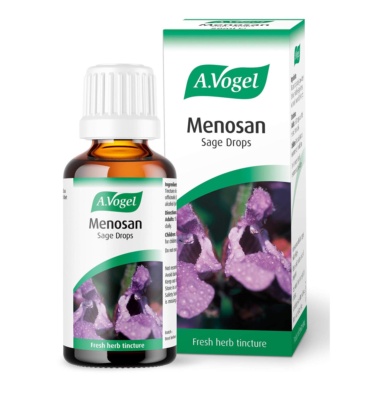 A.Vogel Menosan Sage Drops 50ml - Organic Fresh Sage Extract - Vegan Herbal Supplement - Buy Online on GoSupps.com