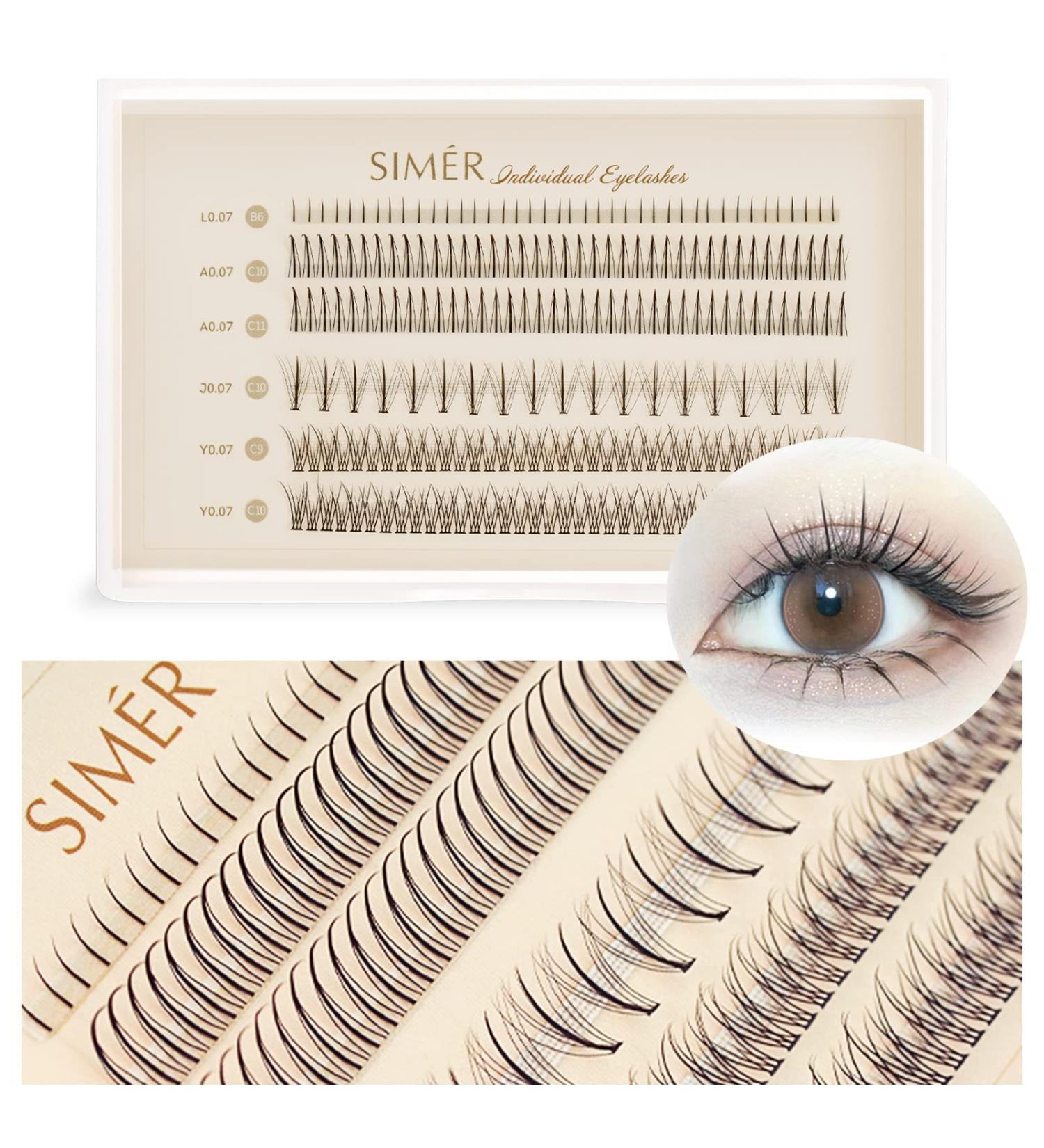 Simer 4 Types Individual Lashes - 220 Clusters, Natural Look Eyelash Extension Kit with Fishtail Lash & False Bottom Lashes - 6-11mm, Makeup DIY - Buy Online on GoSupps.com