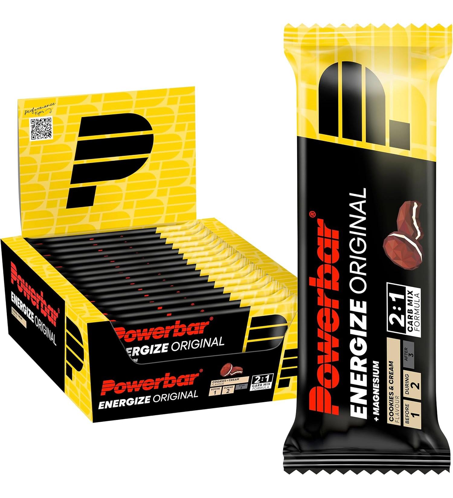 Powerbar Energize Original Cookies & Cream - High Carb Energy Bar 15x55g | C2MAX with Magnesium & Sodium - Ideal for Endurance & Performance - Buy Online on GoSupps.com