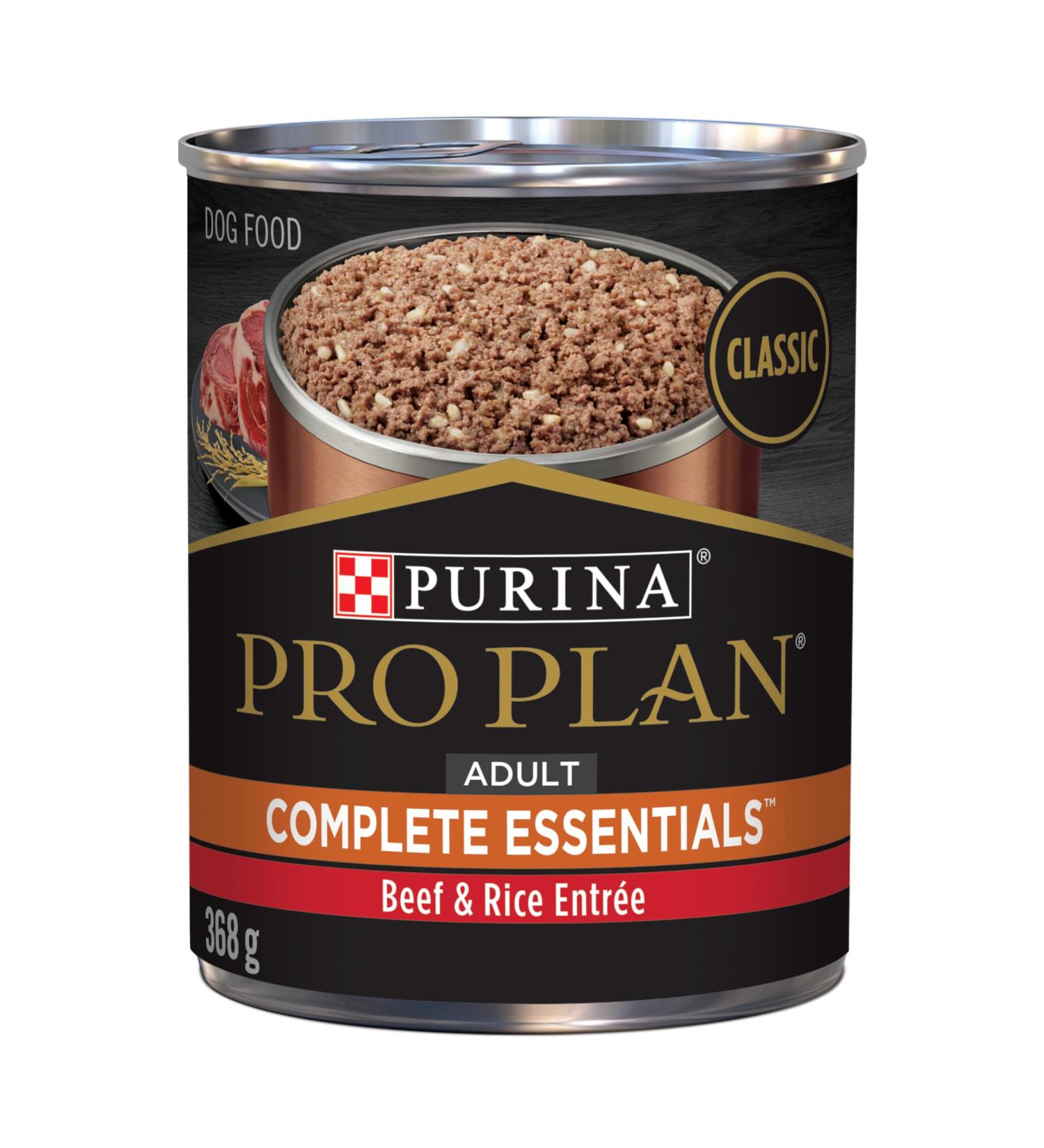 Purina Pro Plan Complete Essentials Wet Dog Food Classic Beef & Rice Entree - 368 g Can (12 Pack) - Buy Online on GoSupps.com