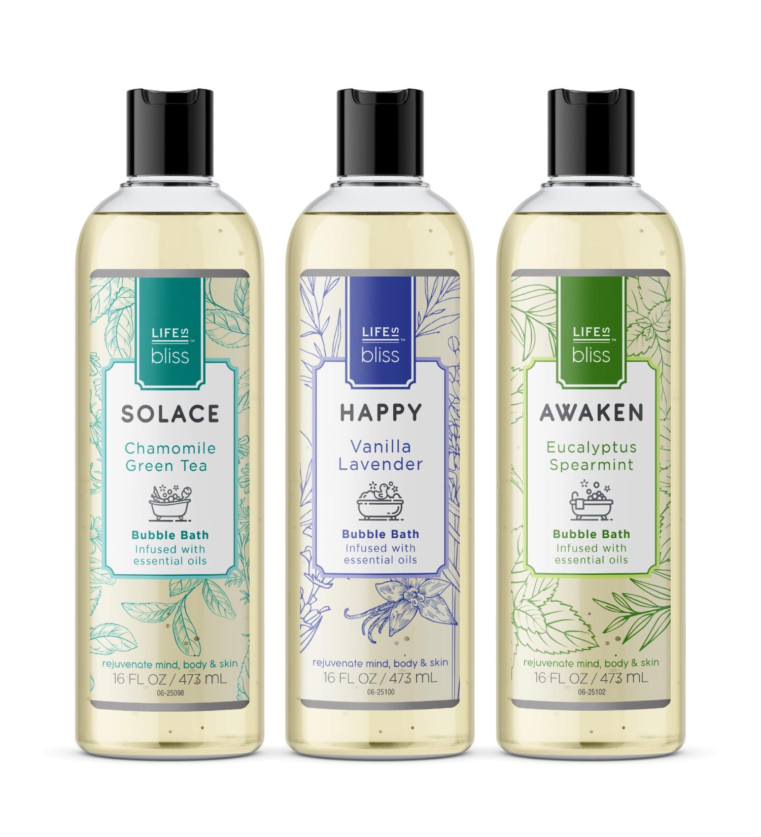 Blissful Variety Pack: 3 Fresh & Soothing Scents Liquid Bubble Bath 16 fl oz - Buy Online on GoSupps.com
