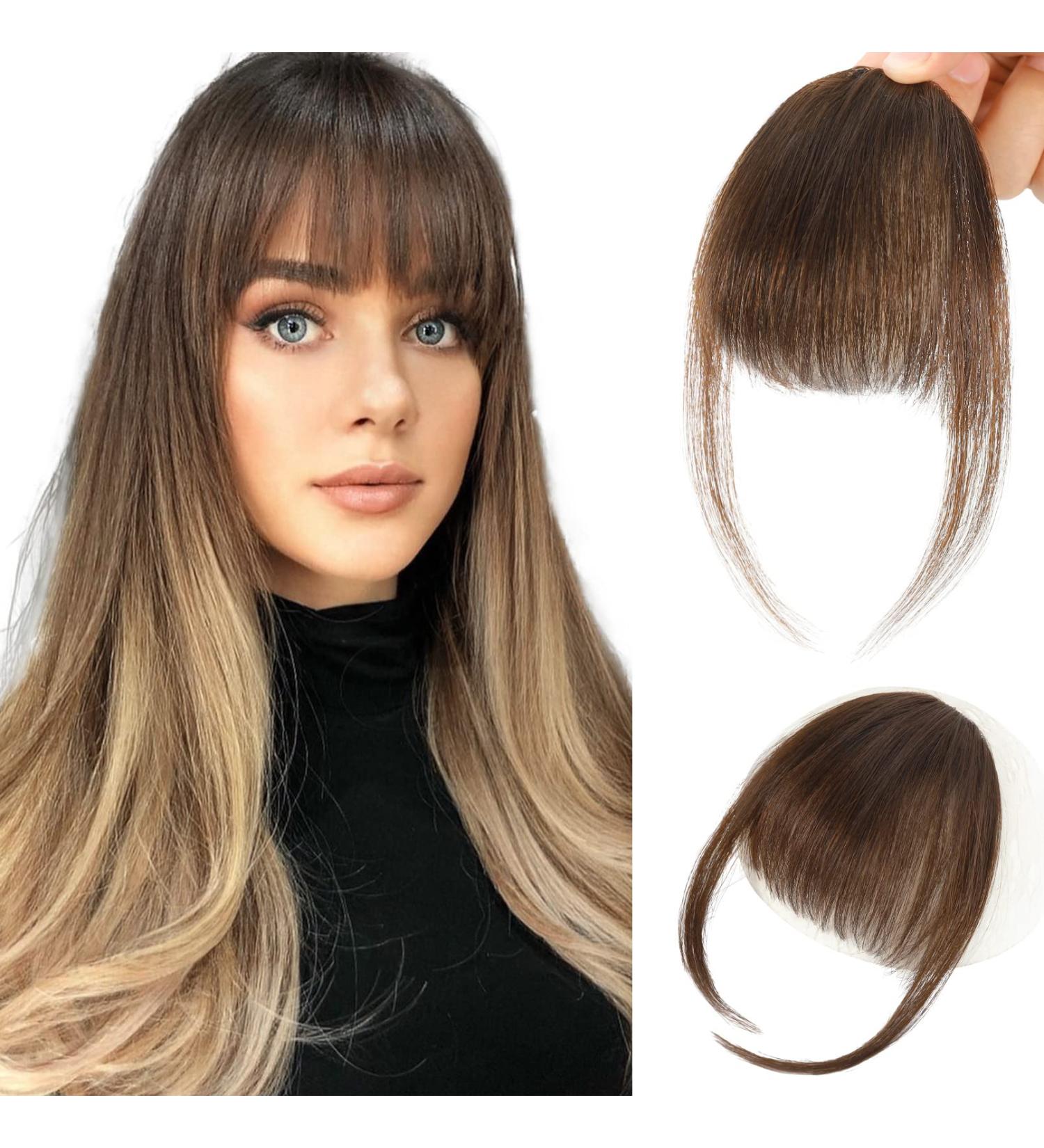 REECHO 100% Human Hair Clip in Bangs - Air Bangs Medium Brown - Buy Online on GoSupps.com