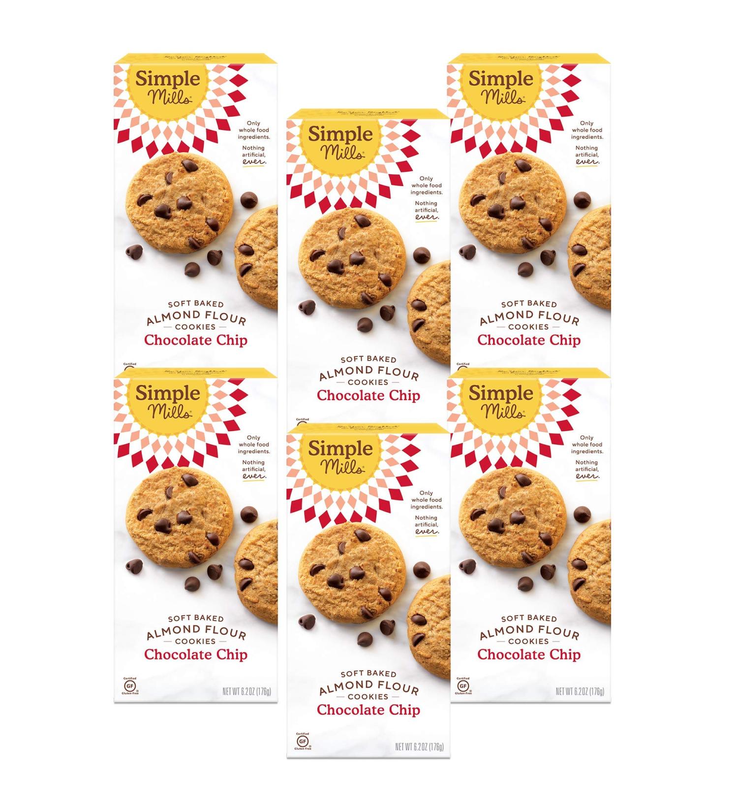 Simple Mills Crunchy Almond Flour Chocolate Chip Cookies - 6.2 oz - Pack of 6 | Gluten-Free Snack - Buy Online on GoSupps.com