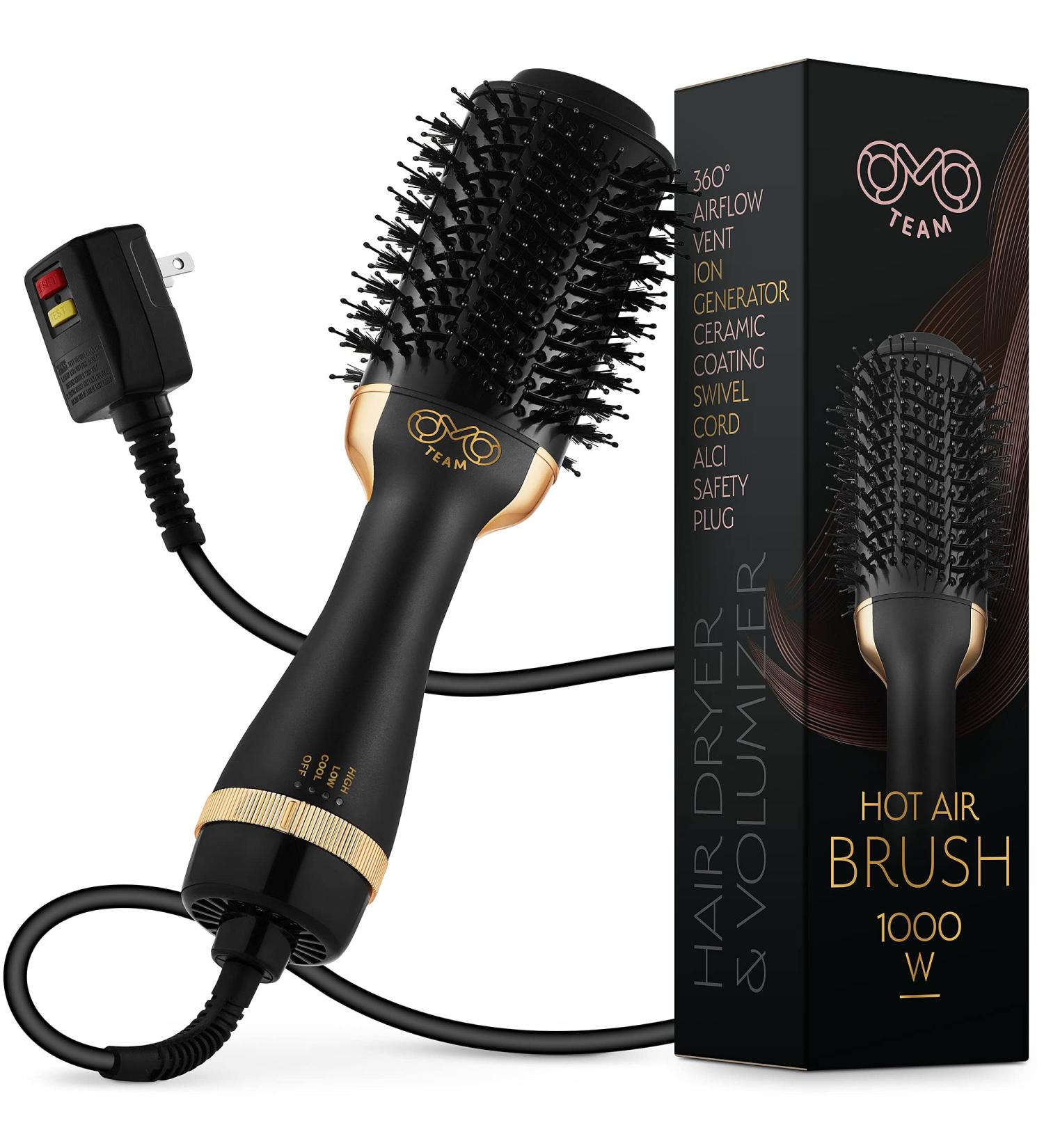 Black Gold Professional Blowout Hair Dryer Brush - Hot Air Volumizer for Women | 75MM Oval Shape - Buy Online on GoSupps.com