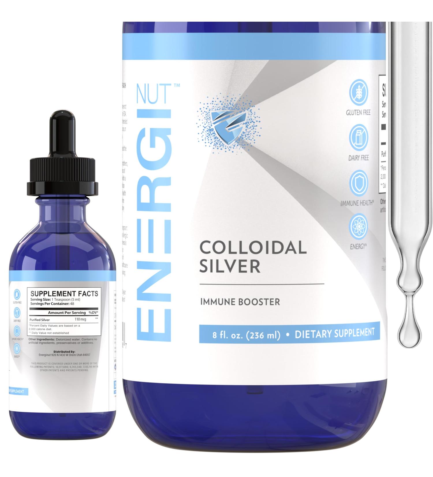 ENERGI Colloidal Silver Liquid Immune Support Supplement Immunity System Supplement for Adults and Kids Colloidal Silver Drops or Spray 8 Fl Oz Bottle - Buy Online on GoSupps.com
