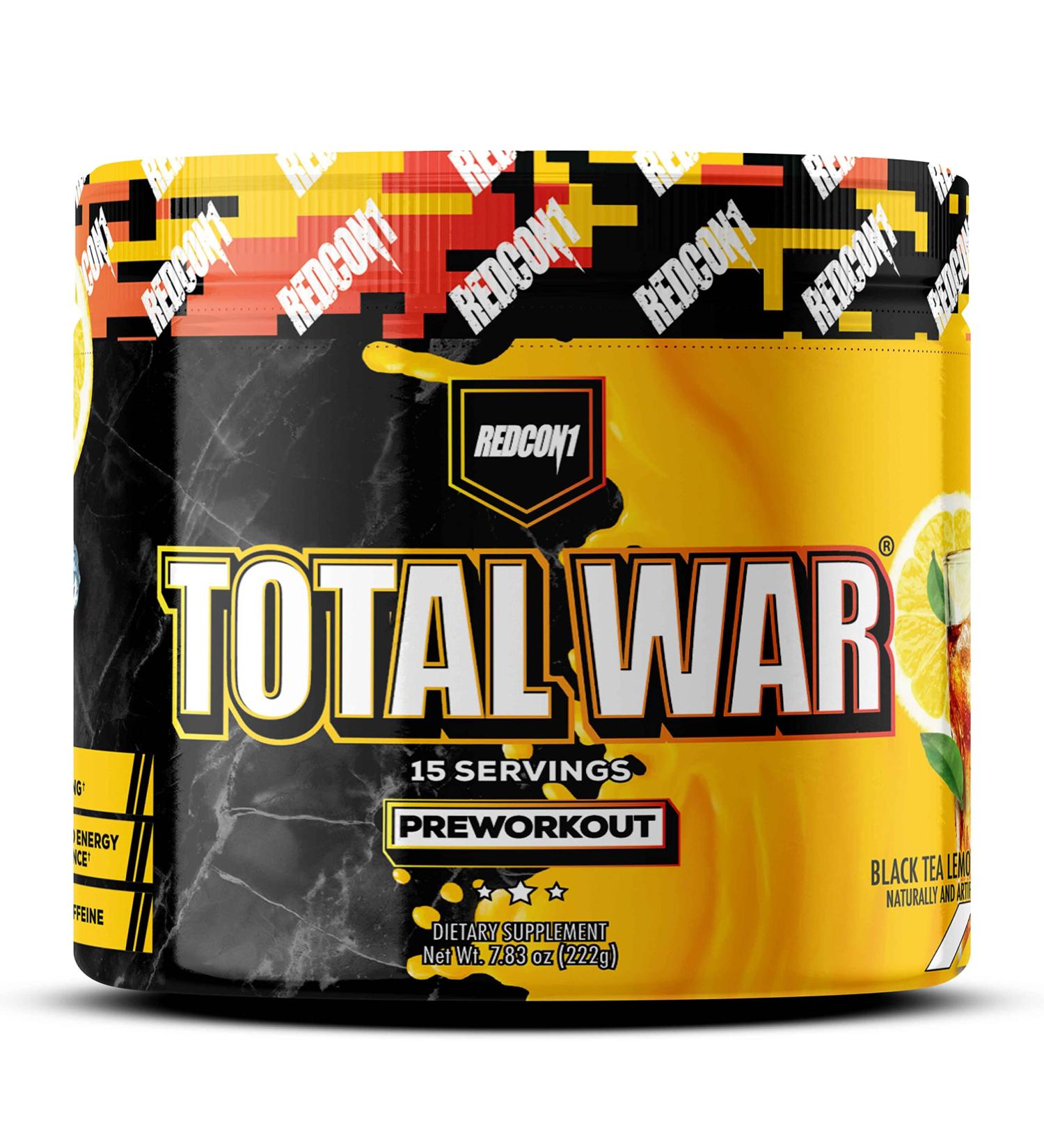 REDCON1 Total War Pre Workout Powder - Citrulline Malate & Beta Alanine - Fast Acting Caffeinated Preworkout - Black Tea Lemonade Flavor - 15 Servings - Buy Online on GoSupps.com